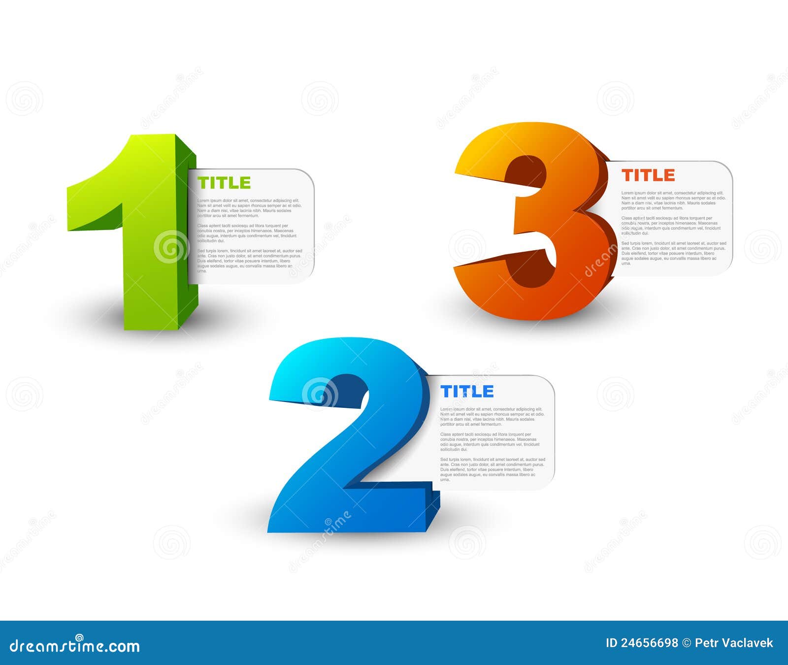 Icons Numbers 1, 2, 3 (one, Two, Three) Isolated On White Background, Three-dimensional  Rendering Stock Photo, Picture and Royalty Free Image. Image 38920335.