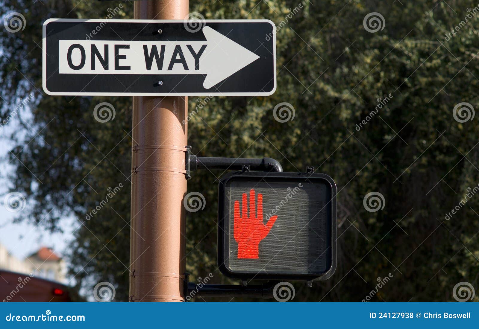 One Way Street Sign Downtown Dont Walk Signal Stock Photo - Image of ... One Way Street Signs