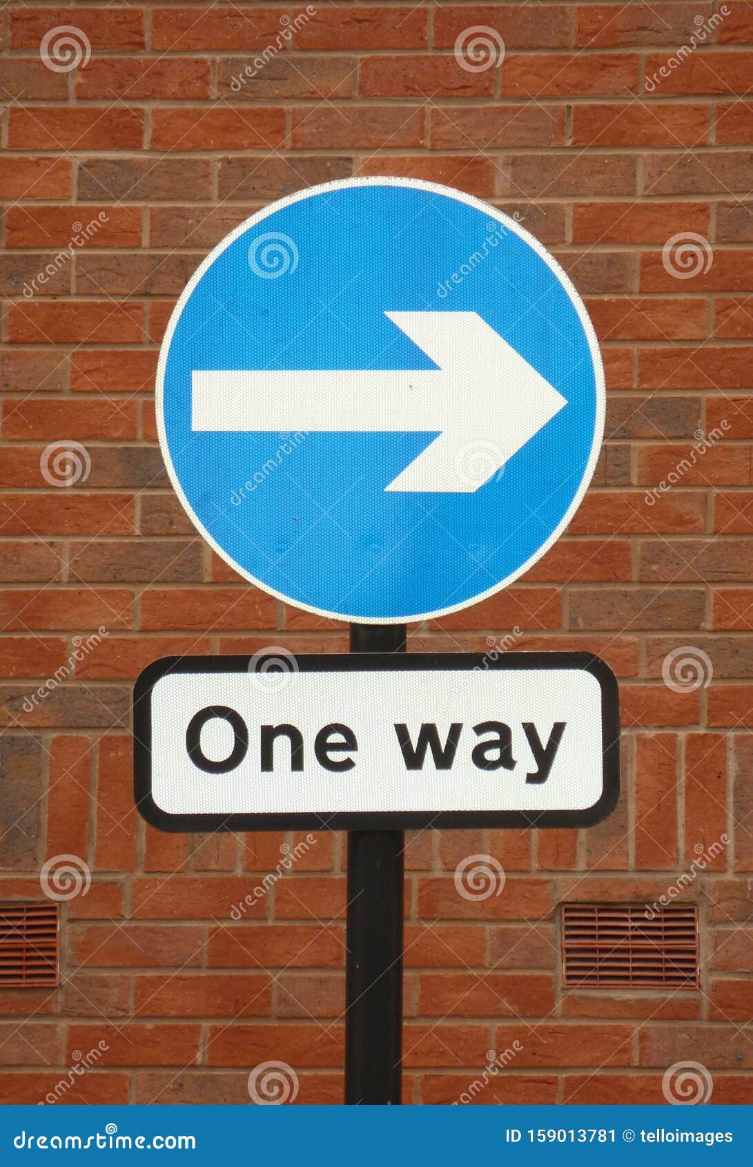 One Way Road Traffic With Arrow Stock Image - Image of information ... One Way Street Signs