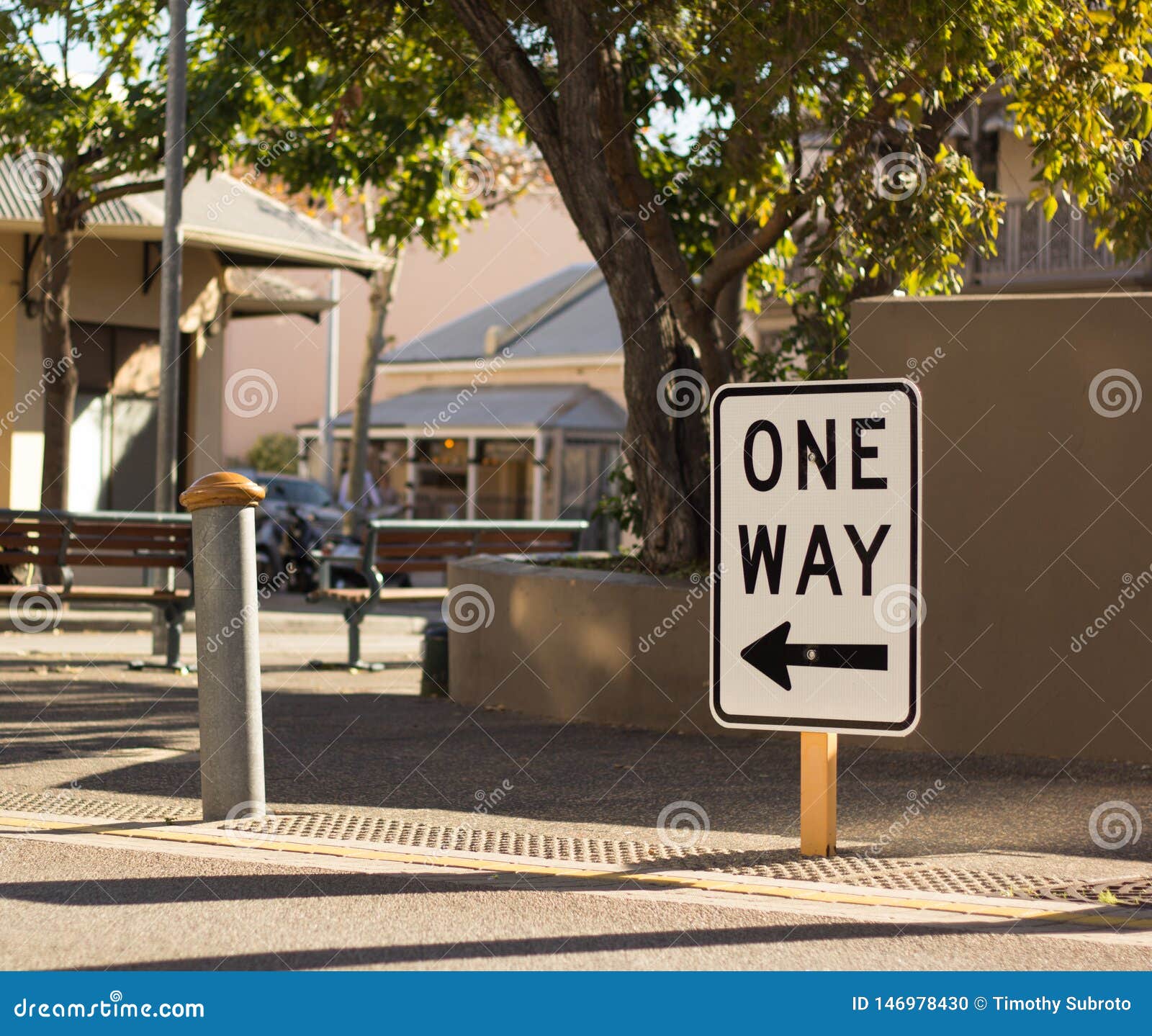 One Way Sign in a Street stock photo. Image of communication - 146978430 One Way Street Signs