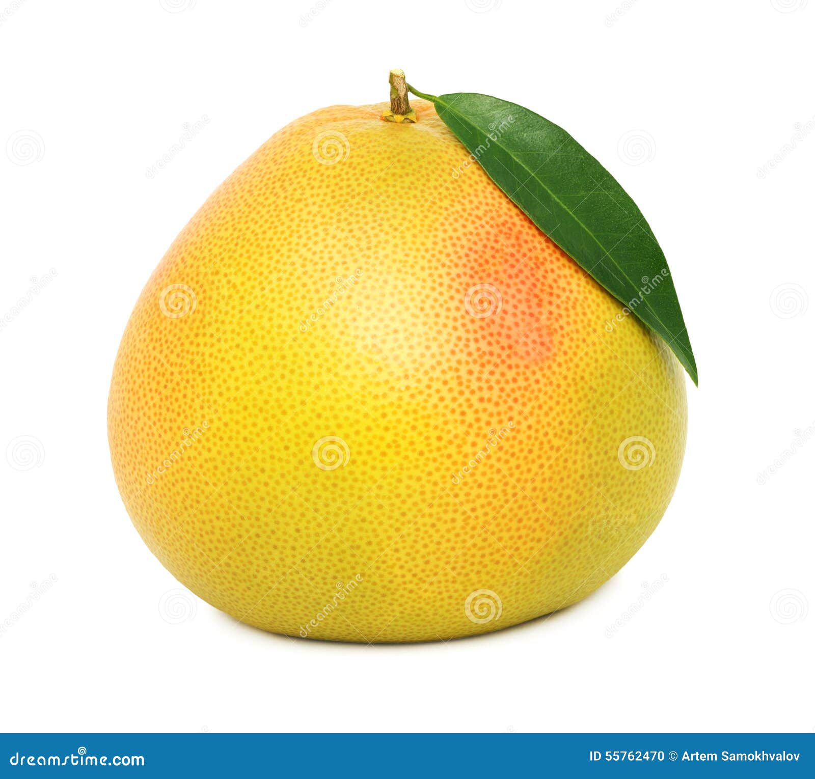 One Whole Red Pomelo With Green Leaf (isolated) Stock Photo Image of exotic, close 55762470
