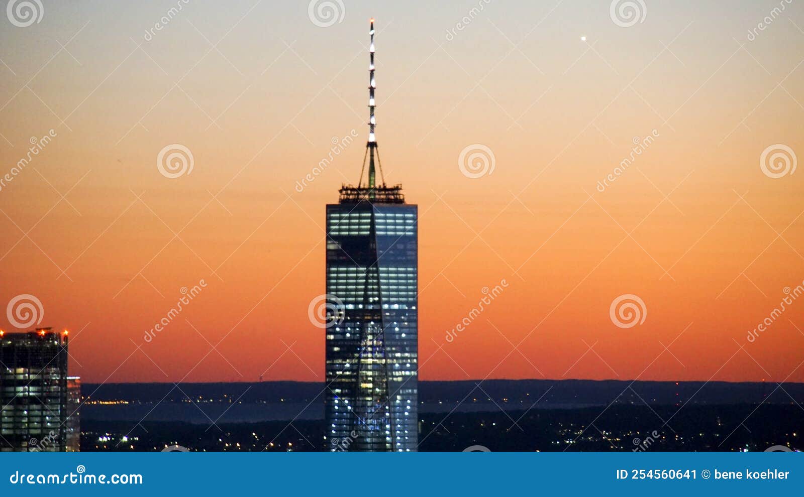 One World Trade Center from Air Editorial Photo Image of sunset