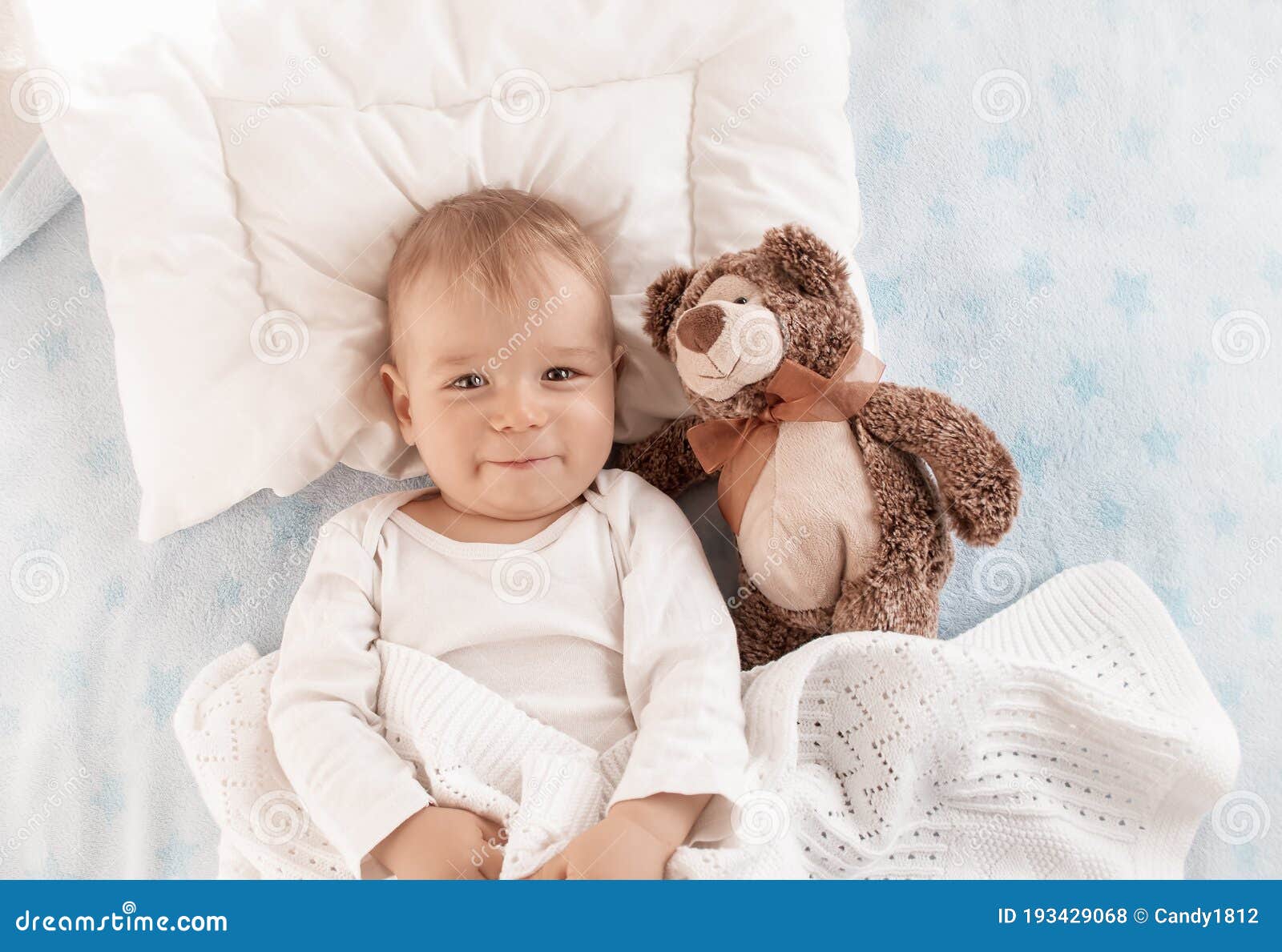 One Year Old Baby with a Teddy Bear Stock Photo Image of friend