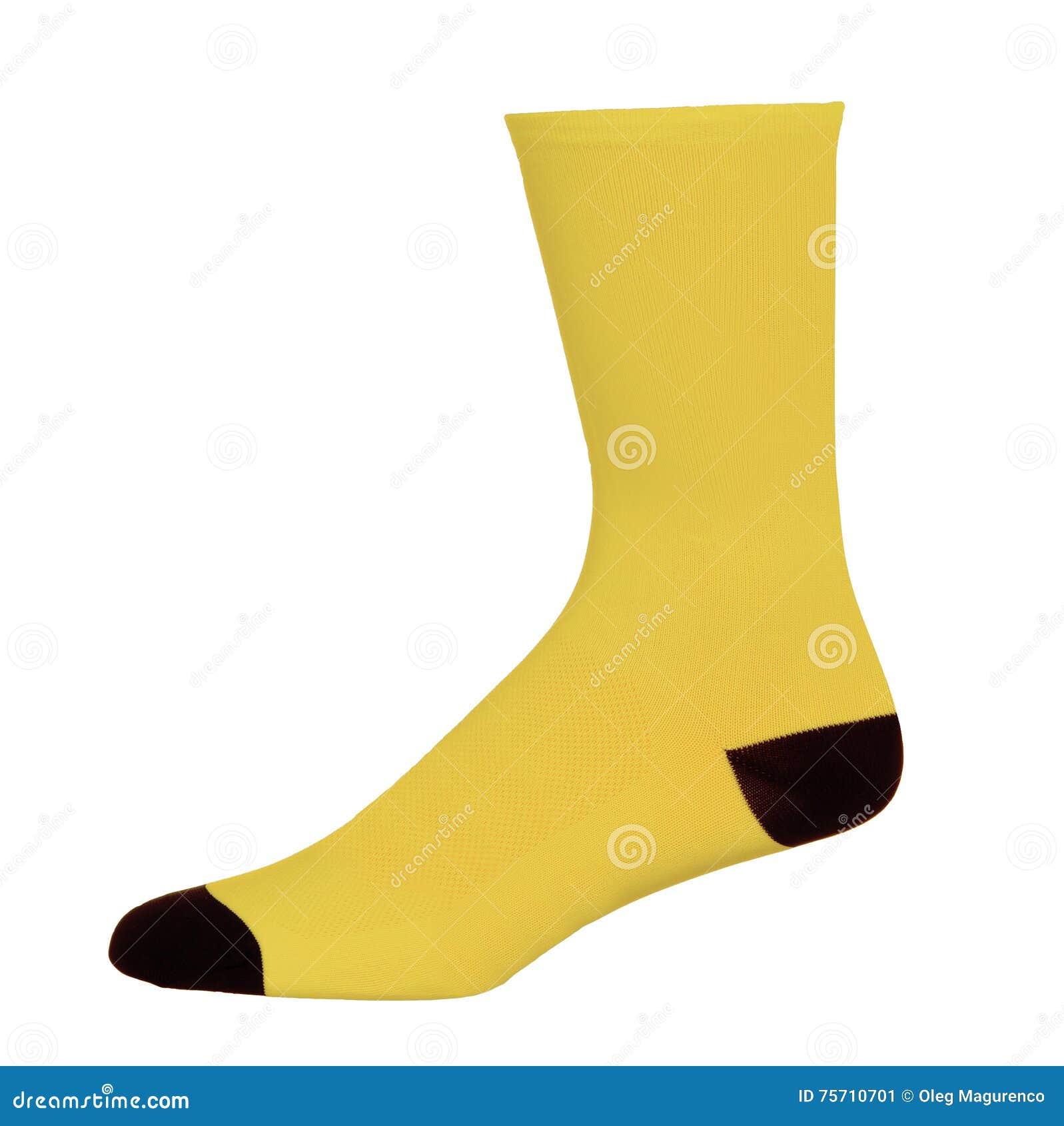 One yellow sock on pure stock image. Image of apparel 75710701