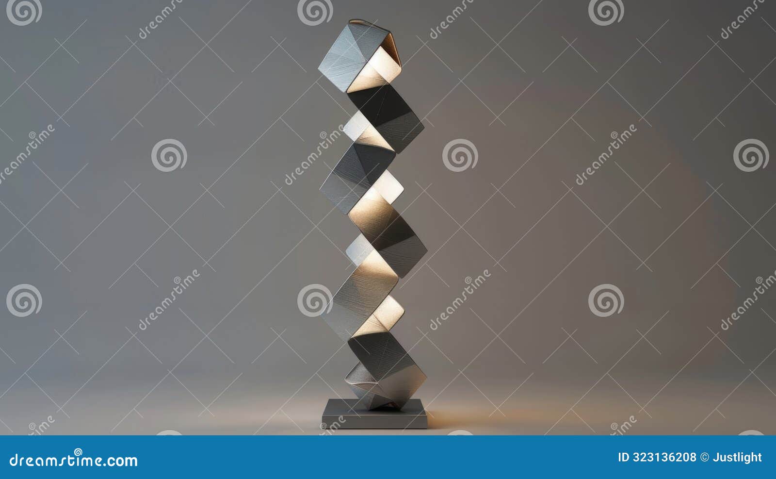 a oneofakind desk lamp with a geometric base made of stacked cubes and a rectangular shade with sharp angles