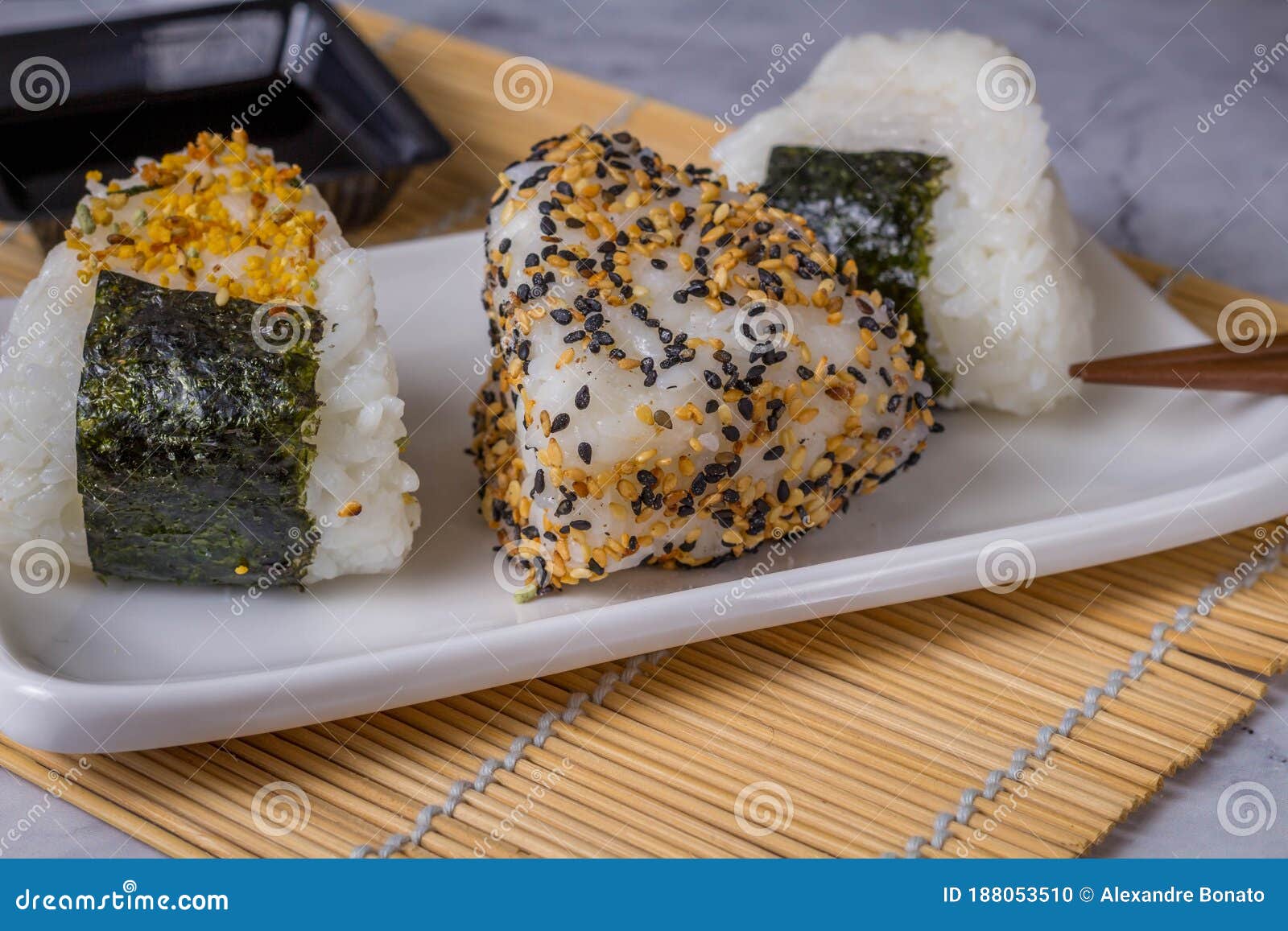 Onigiri, Japanese Food, Japanese Rice Ball, Rice Triangle with Seaweed