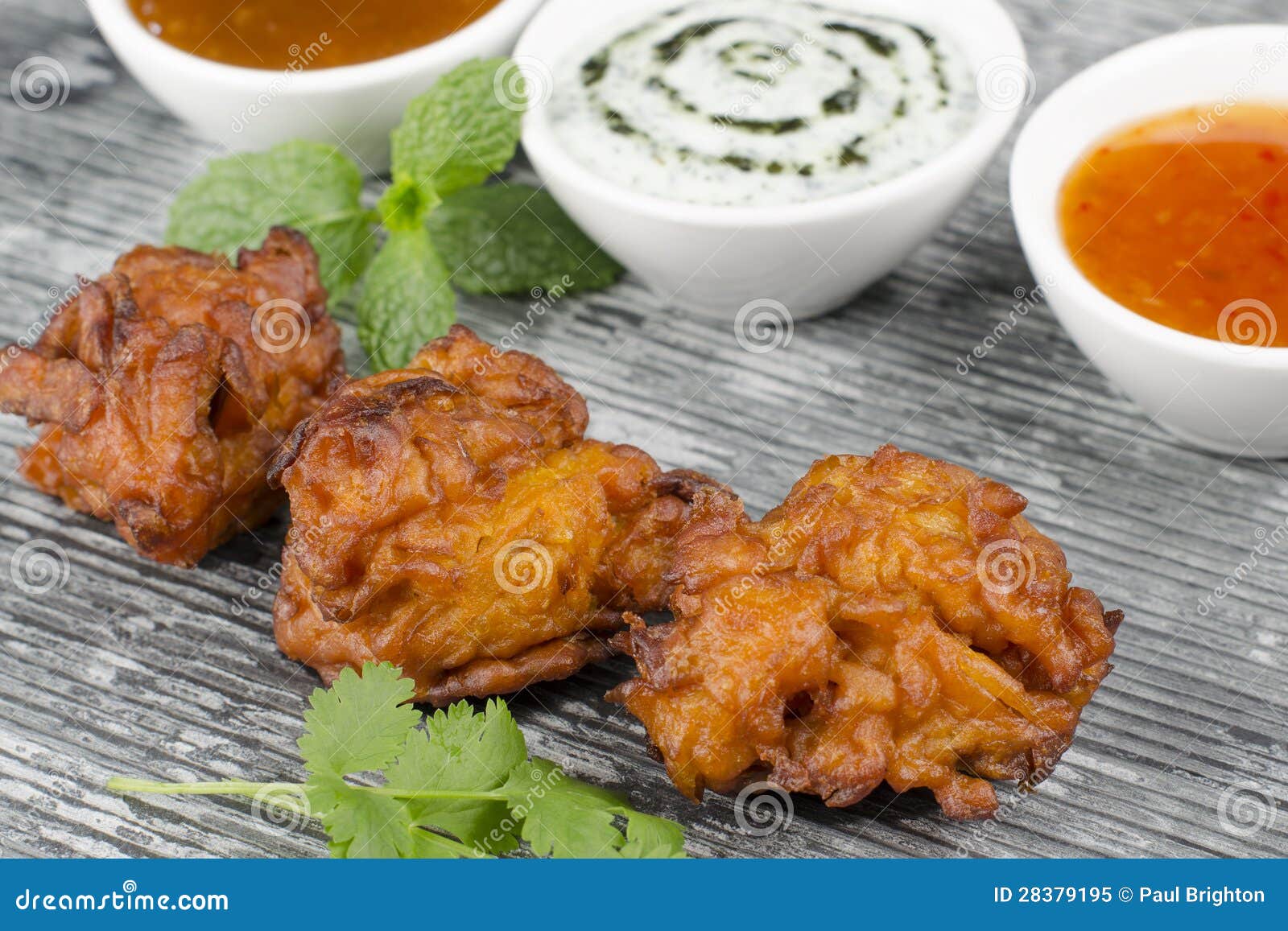 Onion Bhajis & Mint Raita Stock Image Image of indian, fritter 28379195