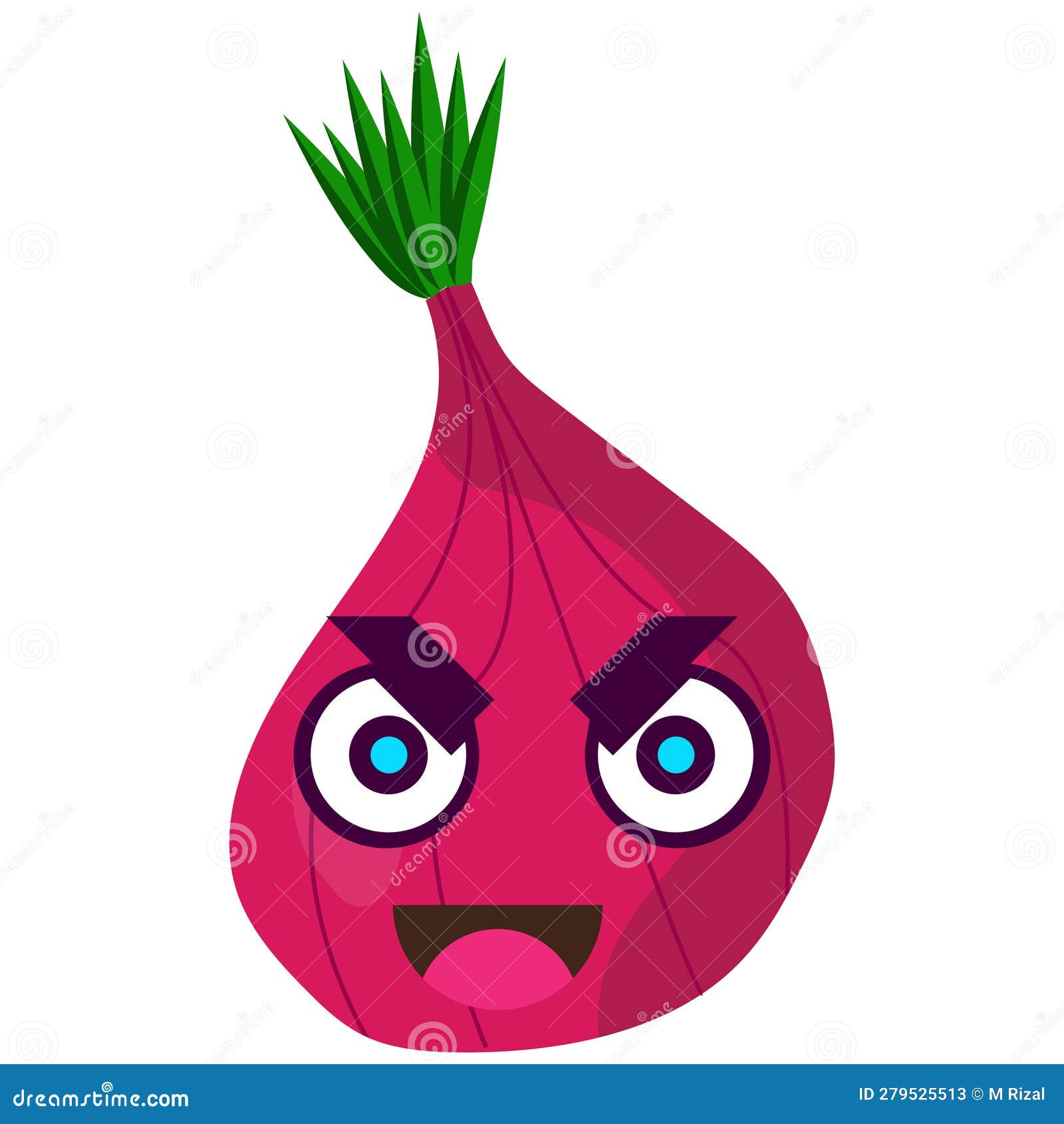 Onion with Cute Emoticon Flat Illustration Stock Vector Illustration