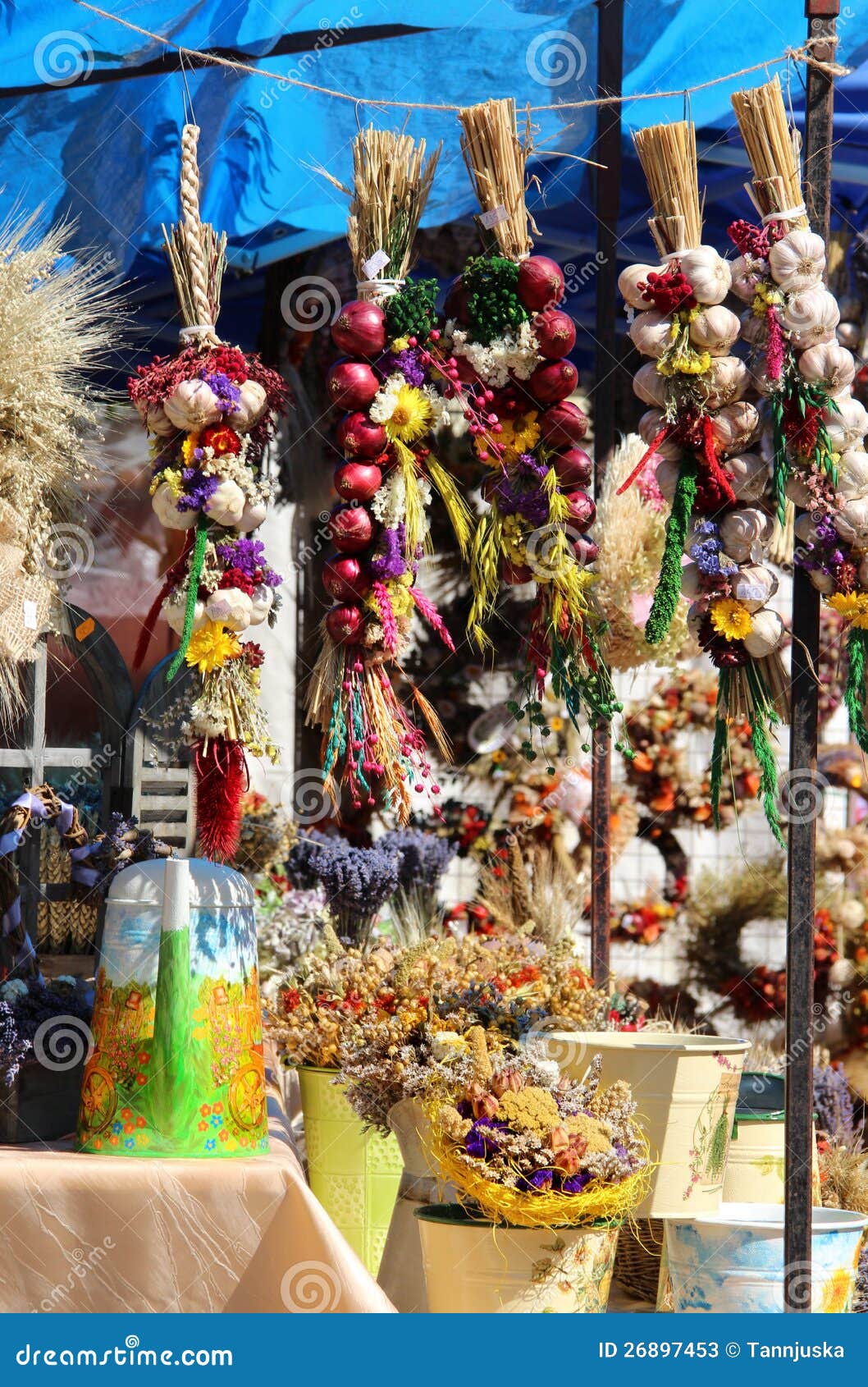 Onion, Garlic, Herbs, Flower Bouquets Stock Image Image of food, home