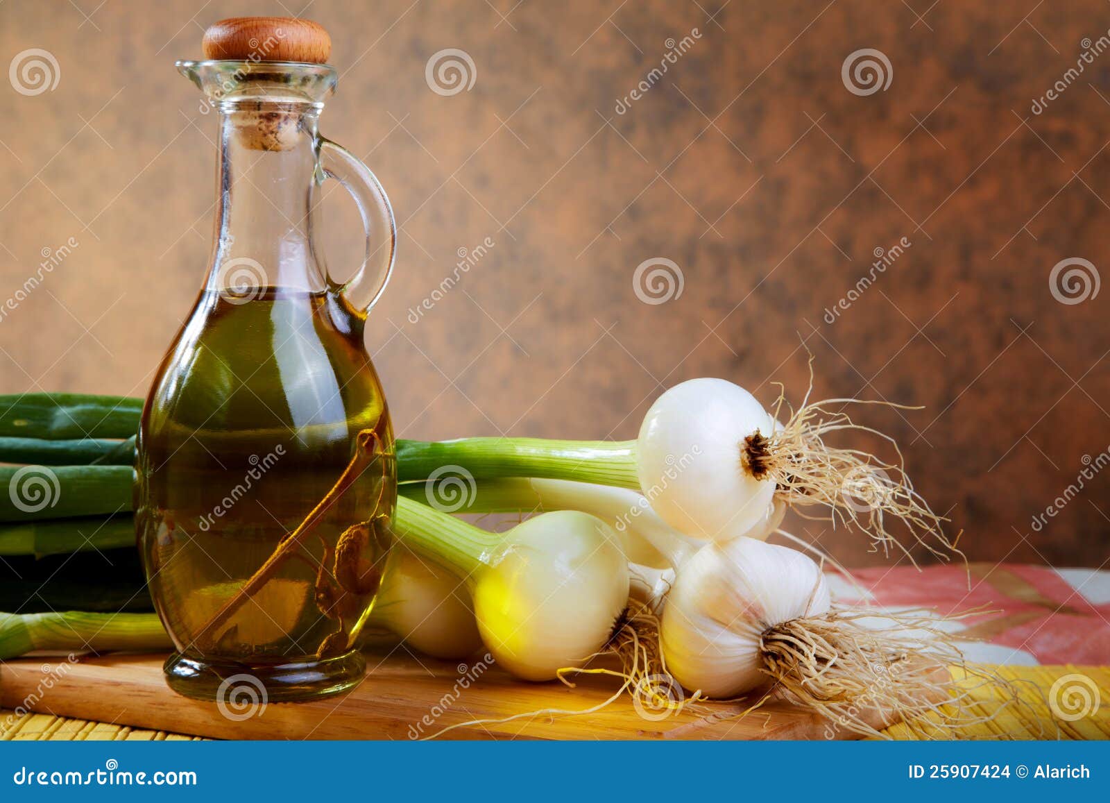 Onion and Garlic with an Olive Oil Stock Photo Image of yellow
