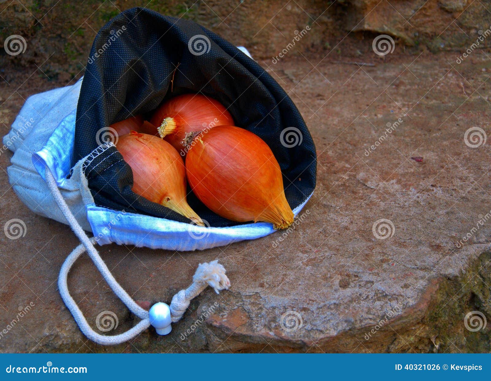 Onions in Bag stock photo. Image of drawstring, stone 40321026