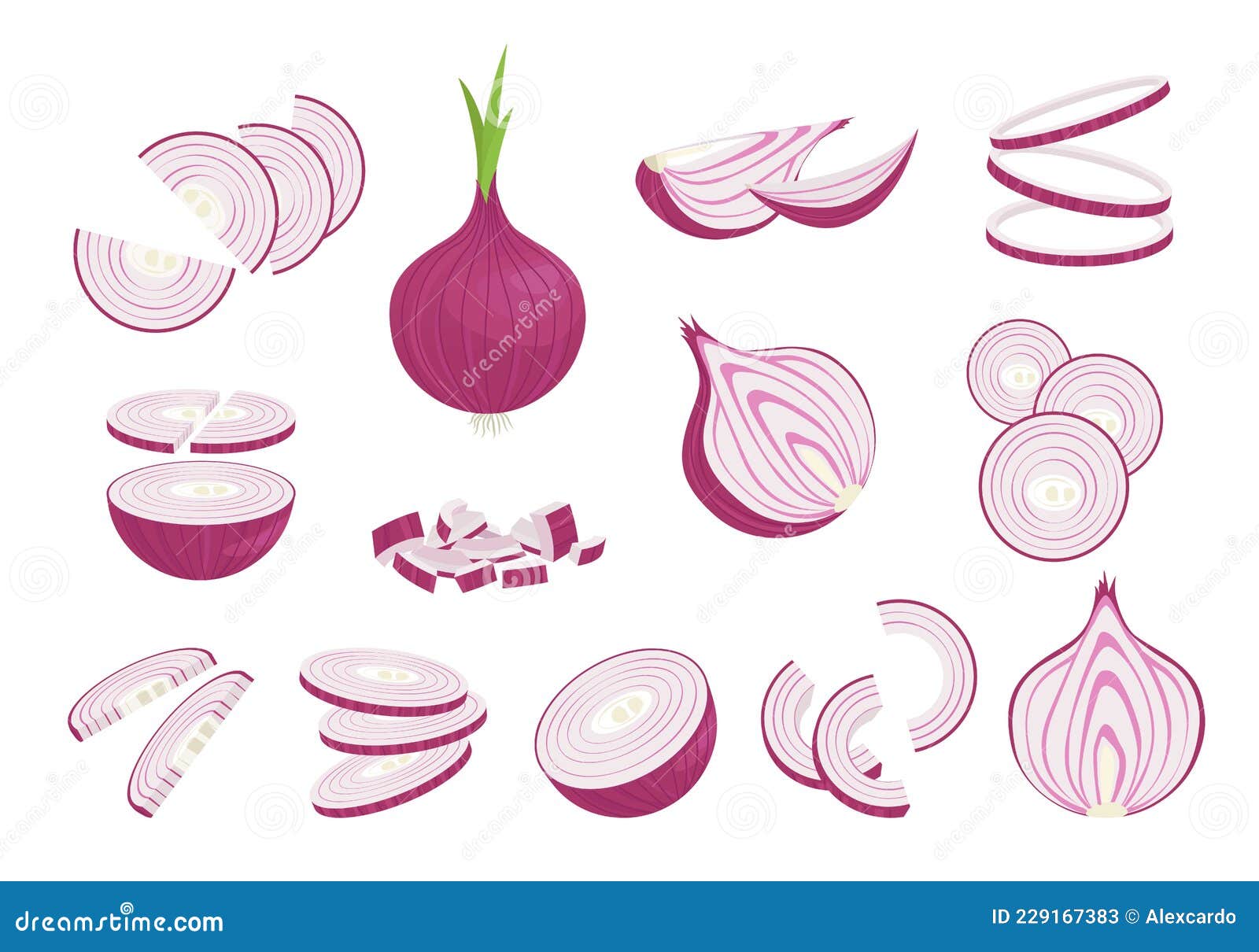 Set various whole and chopped vegetables Vector Image