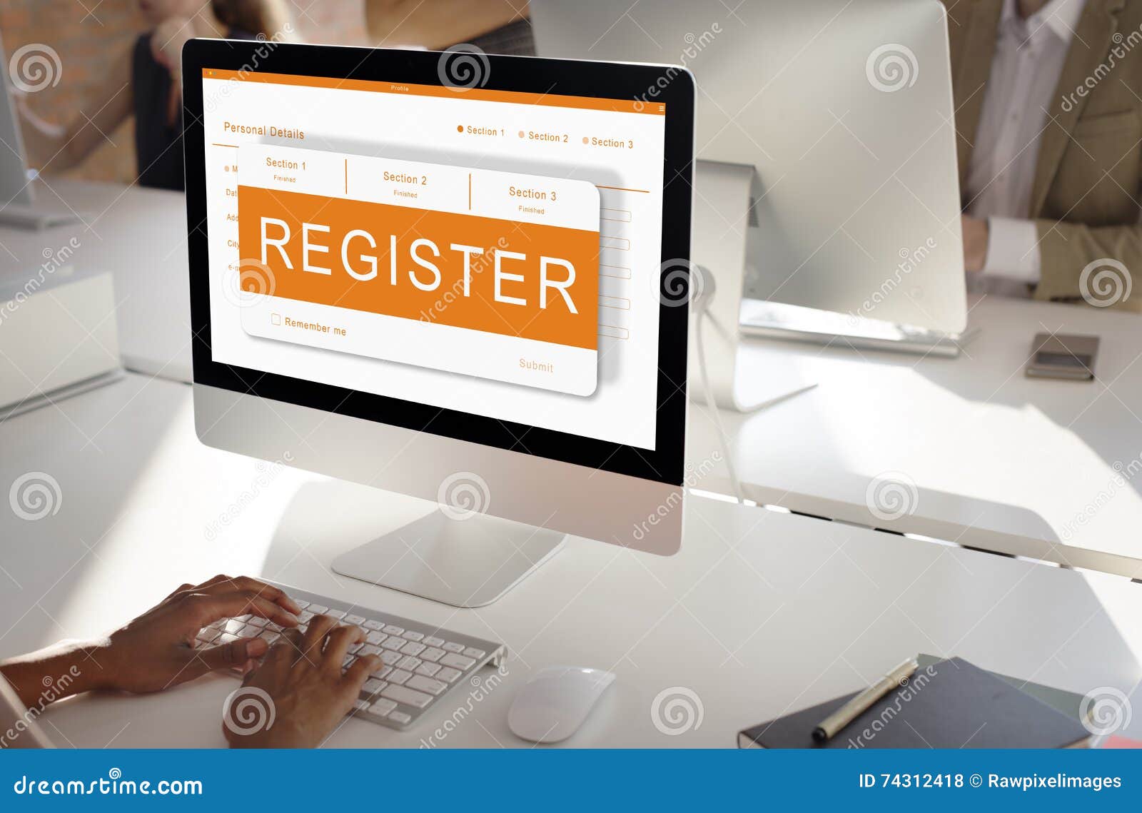online application registration form graphics concept