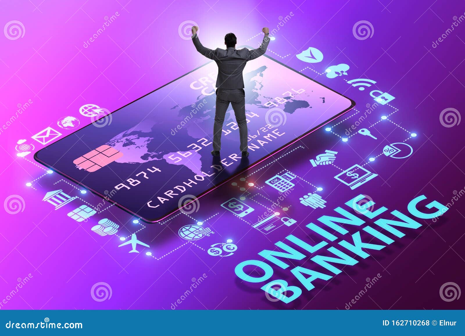 Online Banking Concept with Businessman Stock Illustration
