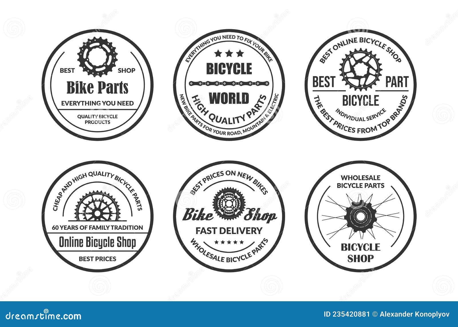 Online Bicycle Shop Circled Monochrome Pictogram Decorative Design Place for Text Vector Stock Vector
