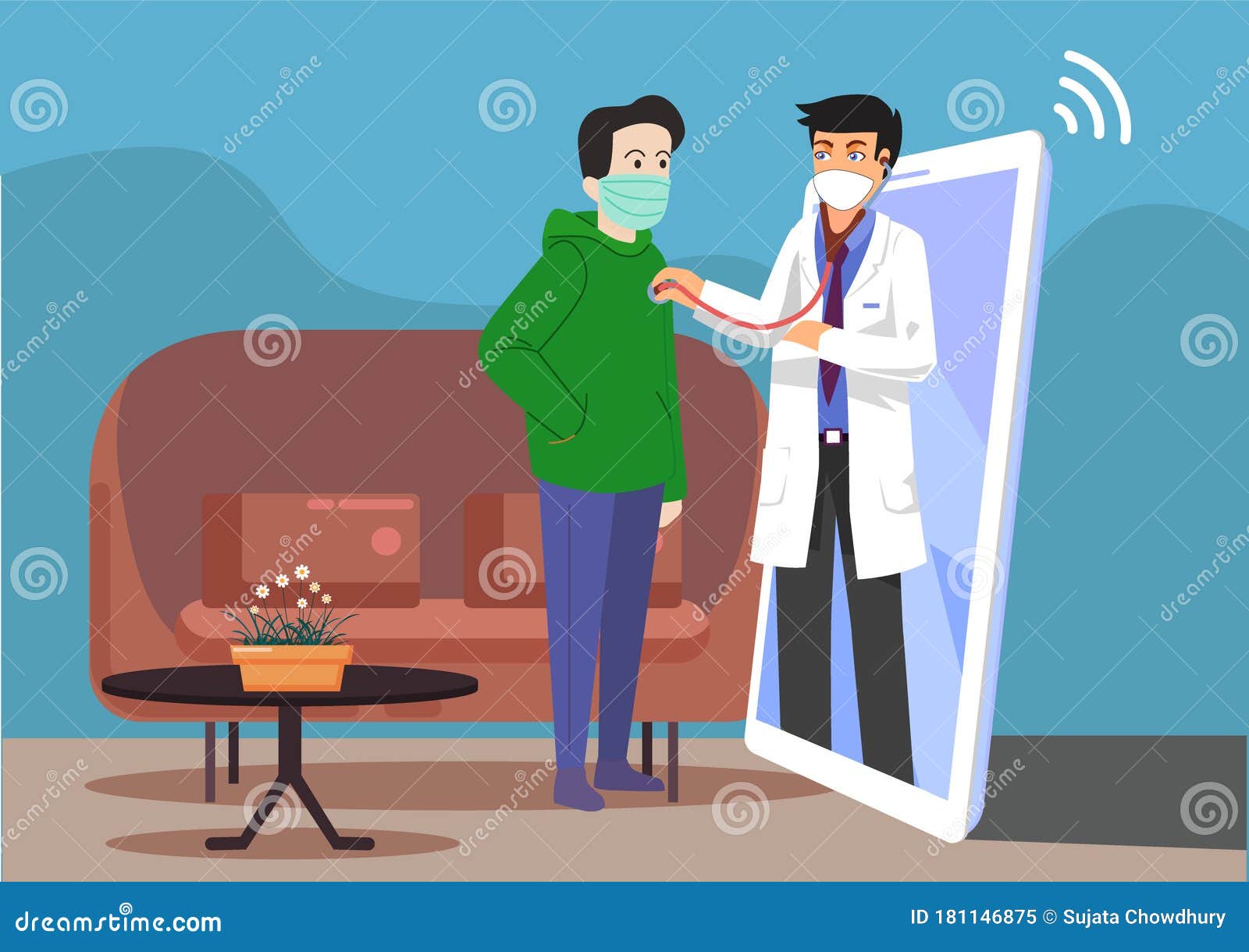 online book doctor for home visit during the lock down through smart phone. online health check-up at home with mobile application