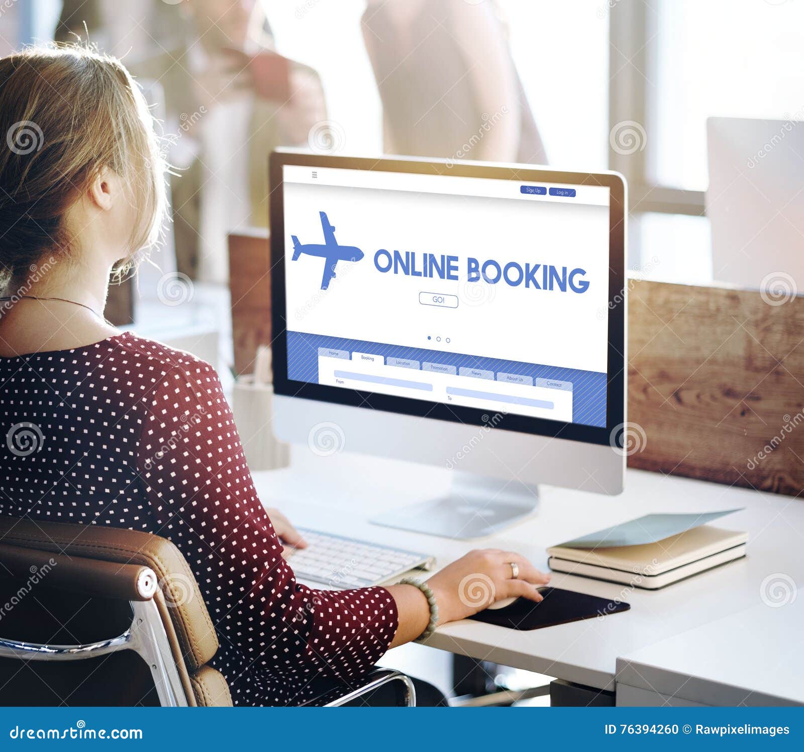 online booking traveling plane flight concept