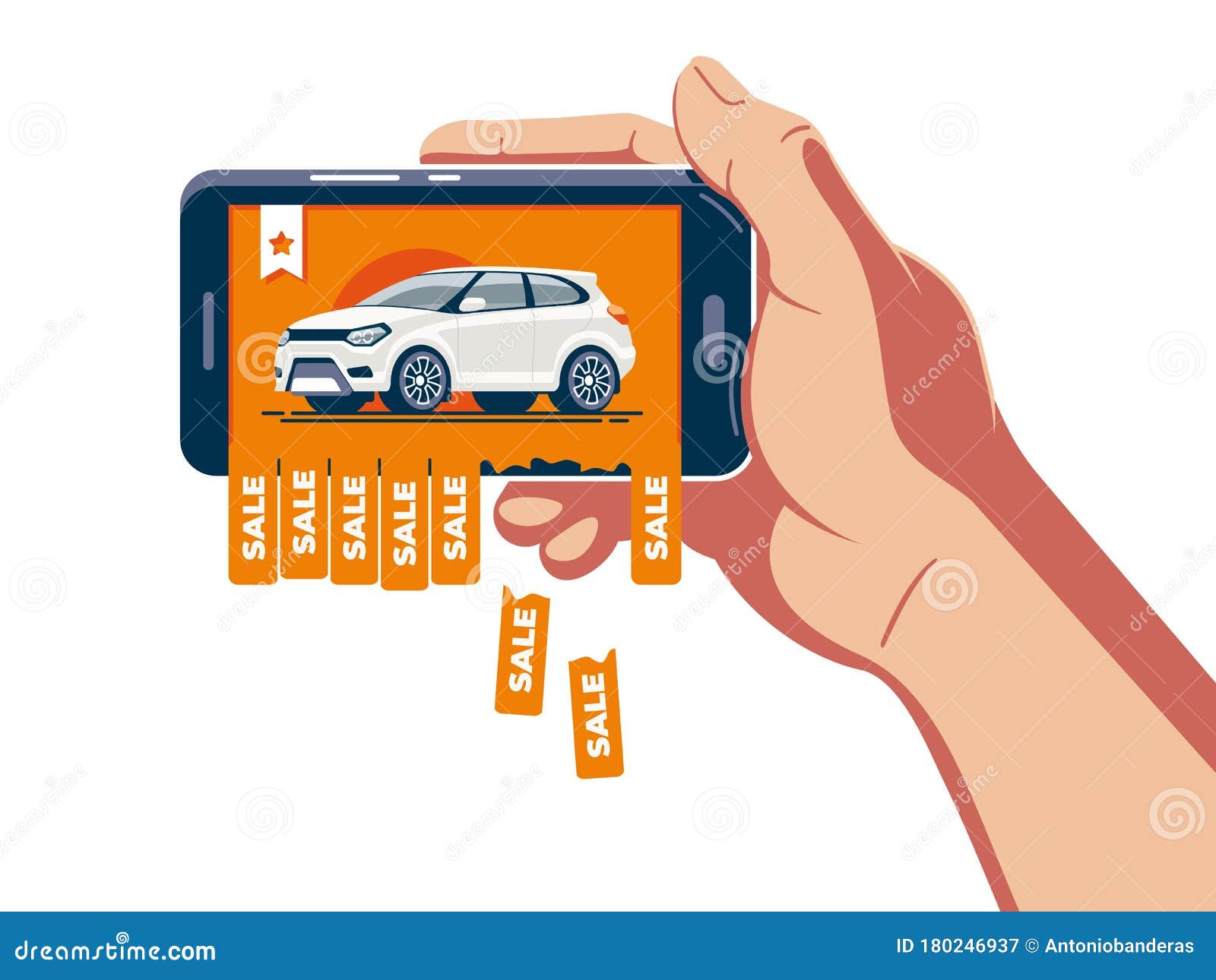Online Car Sale Announcement on the Smartphone Stock Vector ...