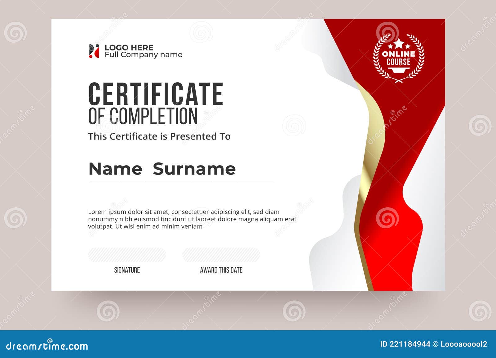 Online Certificate Of Completion Template Red And White Color Clear Design And International Style Easy Edit And Replace Name Stock Vector Illustration Of International Business Online Certificate Of Completion Template Red And White Color Clear Design And International Style Easy Edit And Replace Name Stock Vector Illustration Of International Business