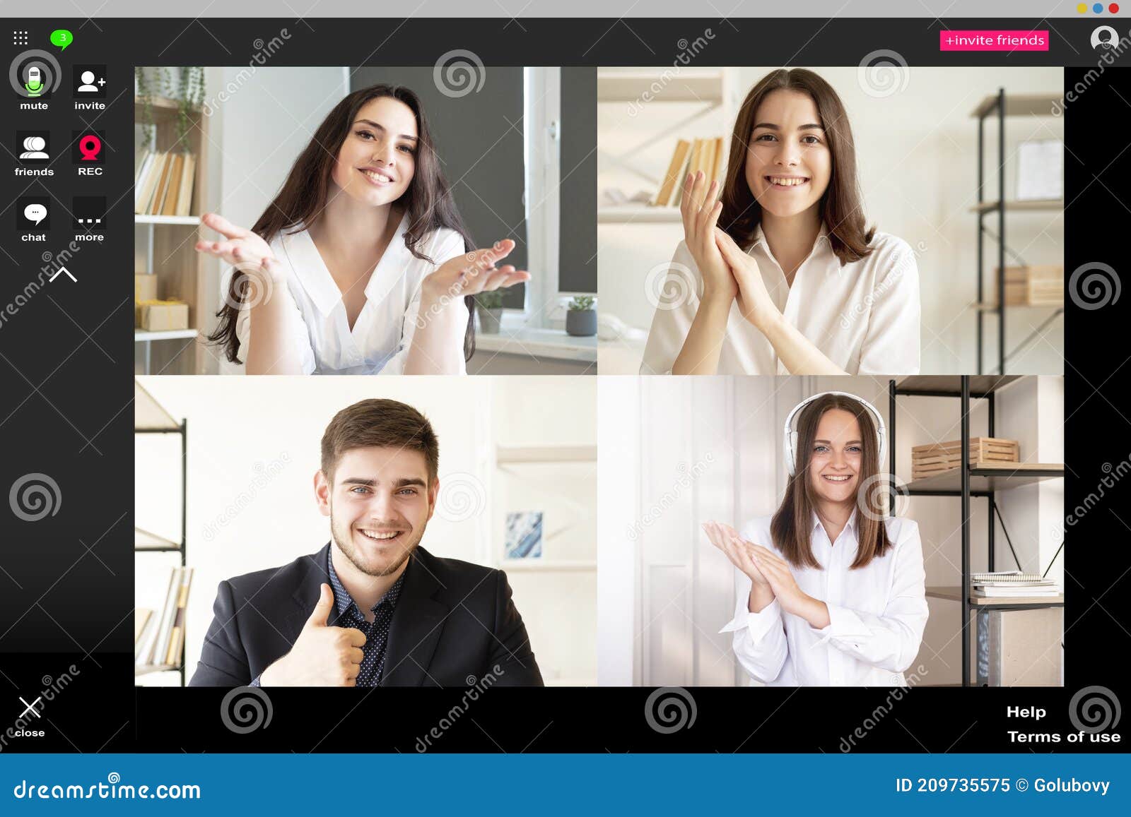 Online Chat Group Conference Team Virtual Office Stock Image - Image of  corporate, group: 209735575