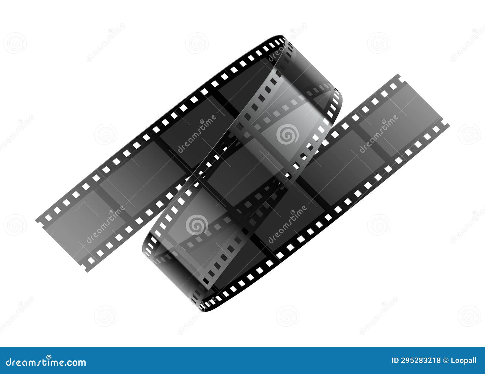 Online Cinema Video Film Tape, Isolated on White Background. Ret