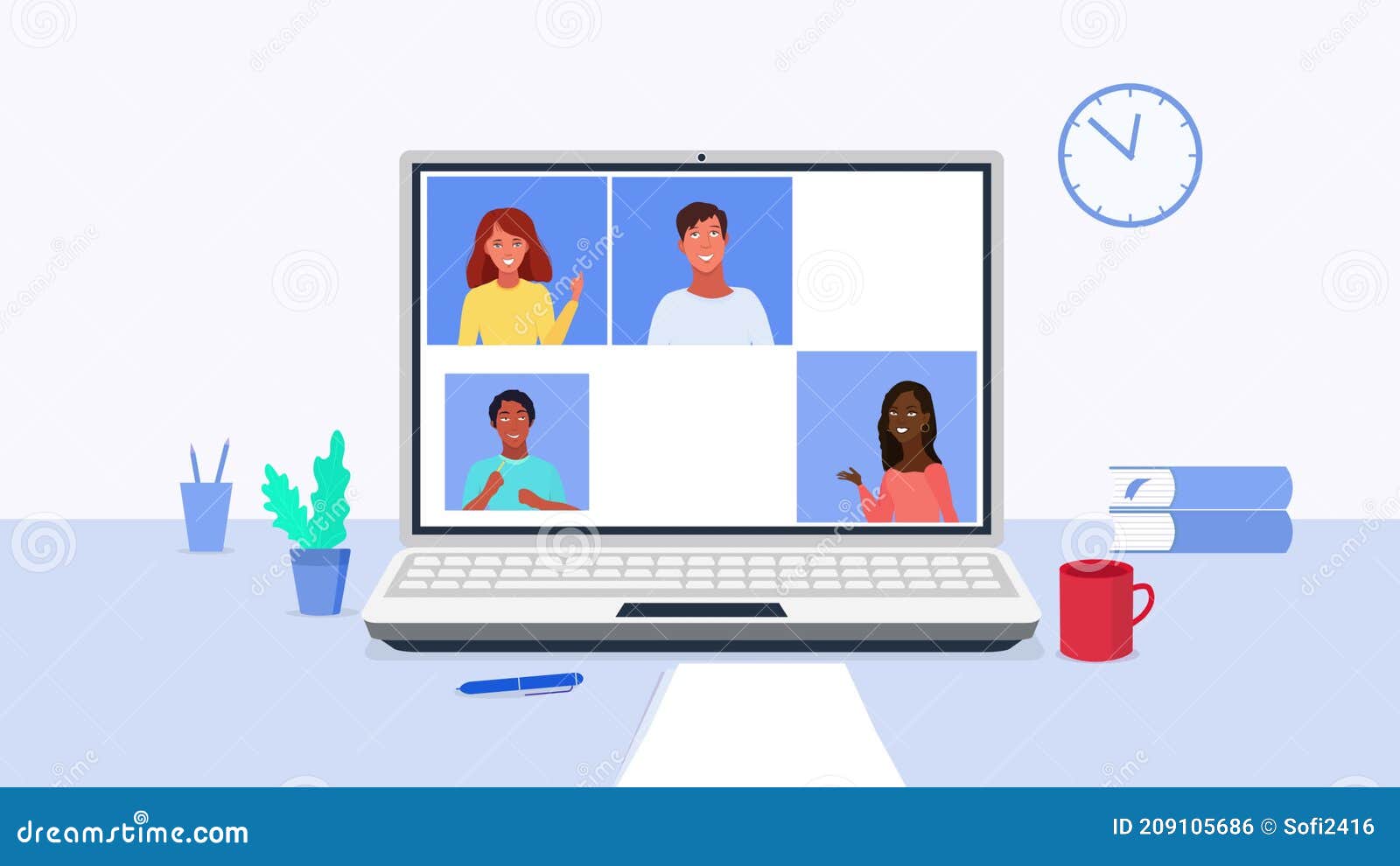Online Class Animation. Study from Home Via Teleconference Web Video  Conference Stock Footage - Video of animation, gathering: 209105686