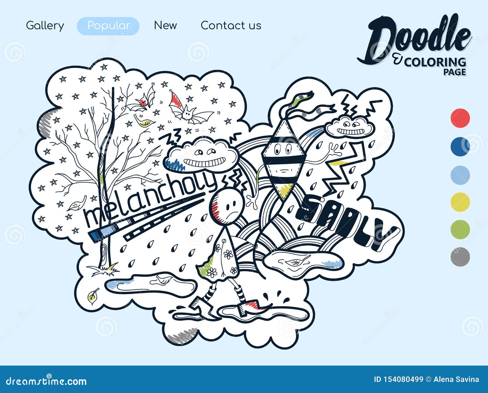 Download Online Coloring Page Melancholy Stock Vector Illustration Of Outline Device 154080499