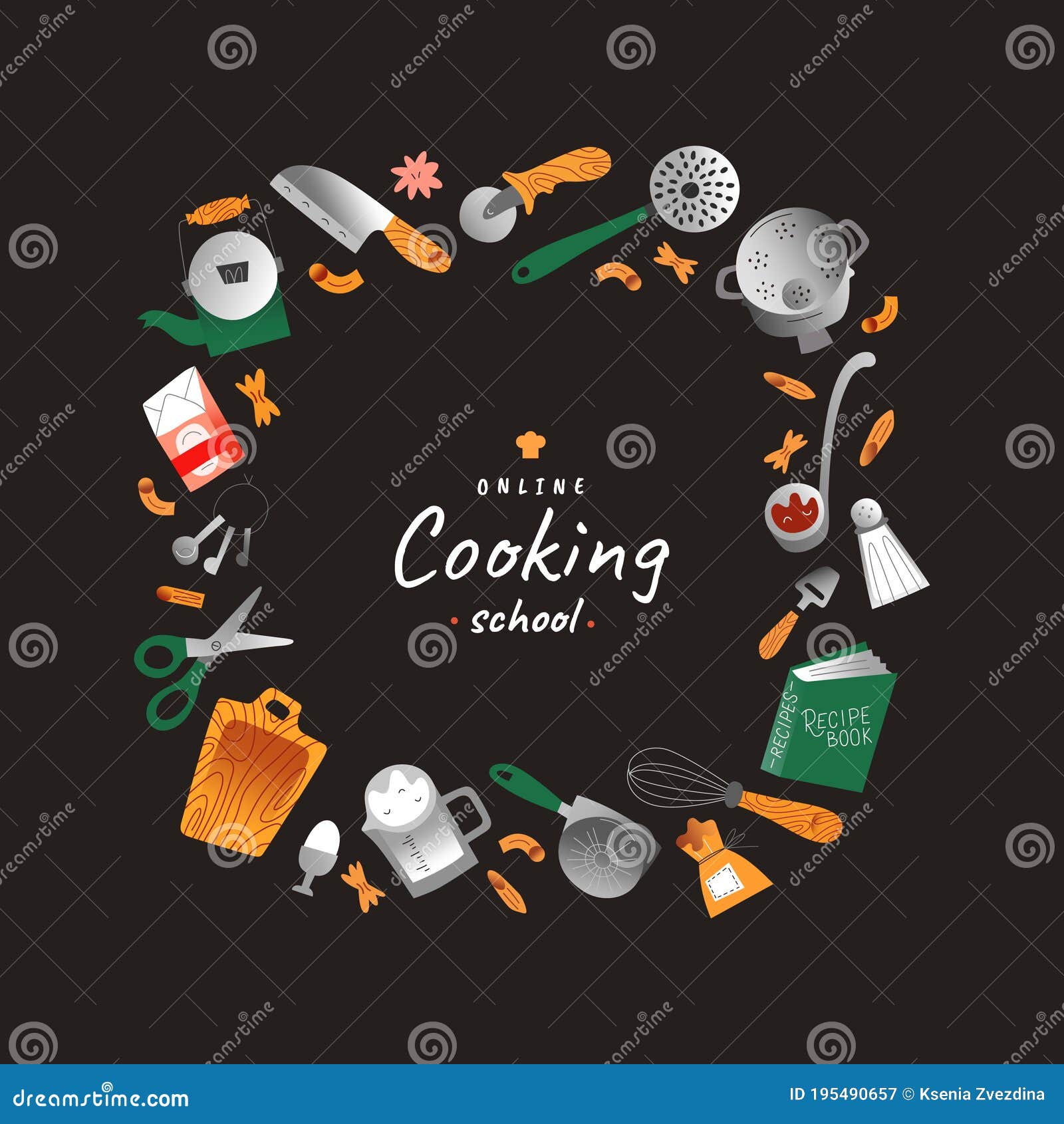 Online Cooking Classes, Vector Frame Border, Banner or Poster Template with  Copy Space for Cooking School, Hand Drawn Stock Vector - Illustration of  food, sketch: 195490657