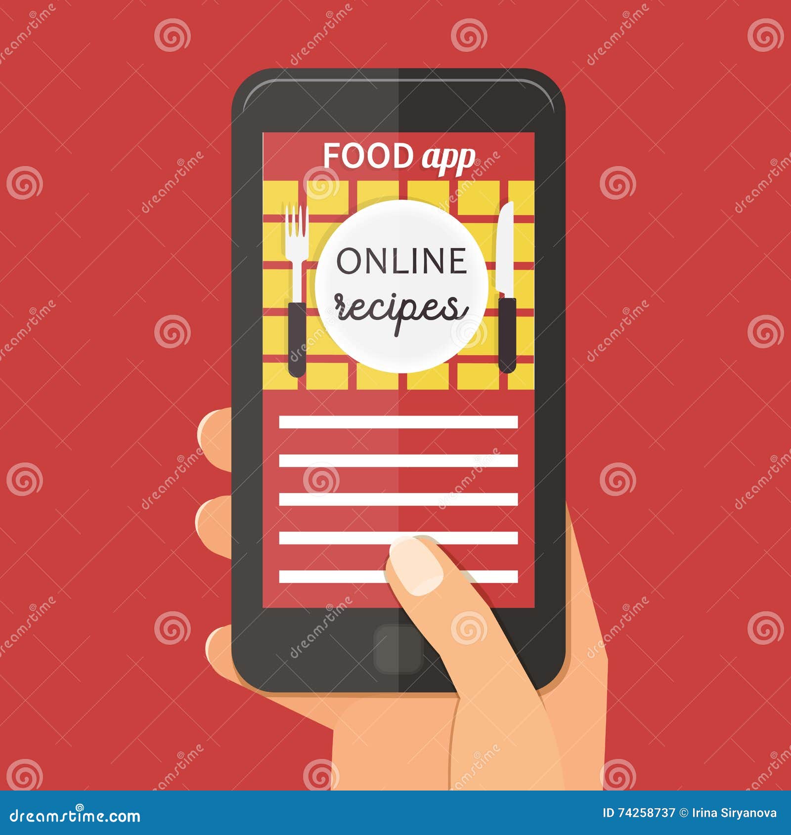 Online Cooking Recipes Application. Vector Flat App Illustration. Stock