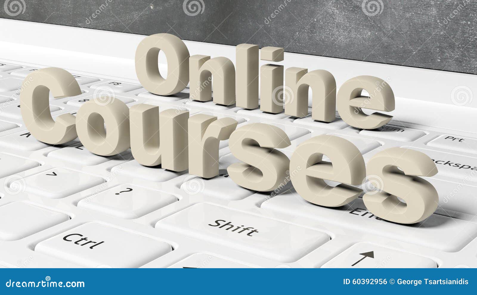online courses 3d text on laptop keyboard