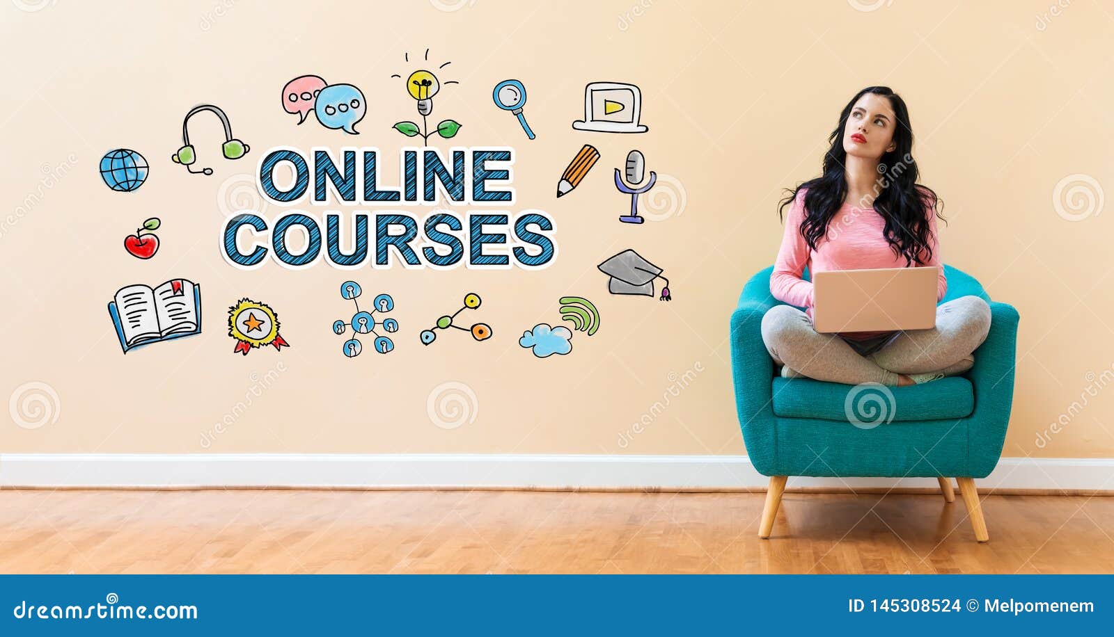online courses  with woman using a laptop
