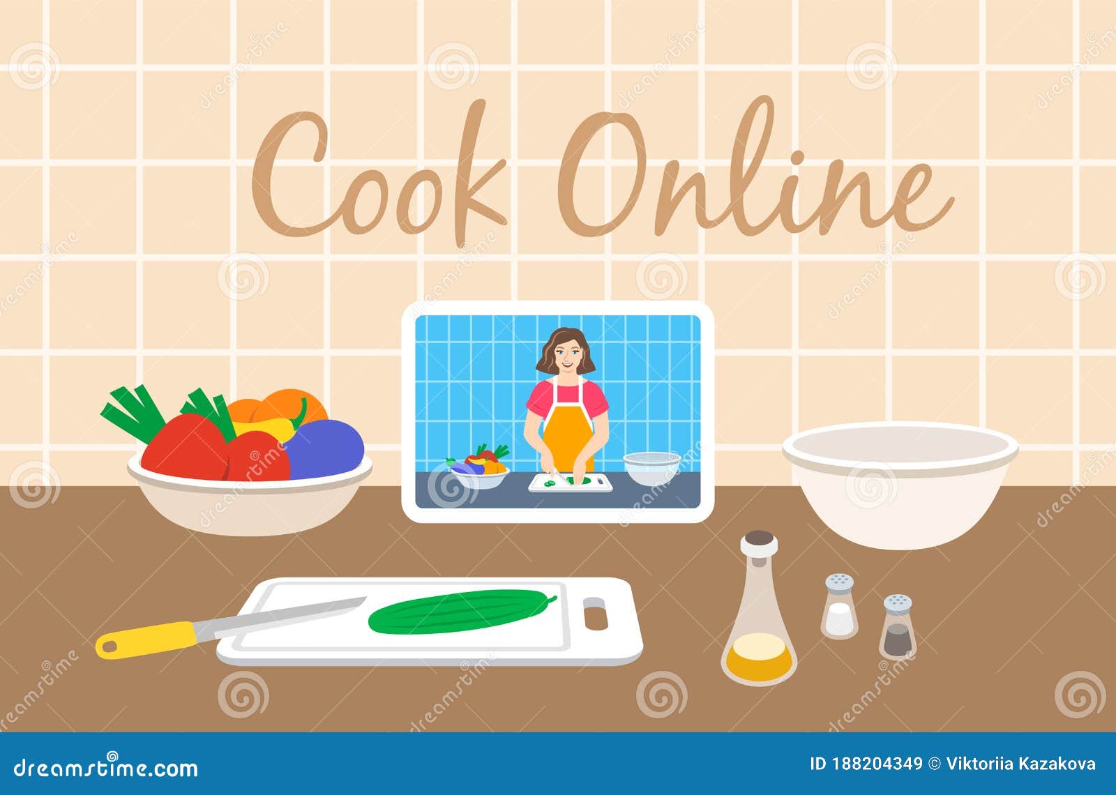 Cooking Food with Online Culinary Video Tutorial Stock Vector -  Illustration of culinary, expert: 188204349