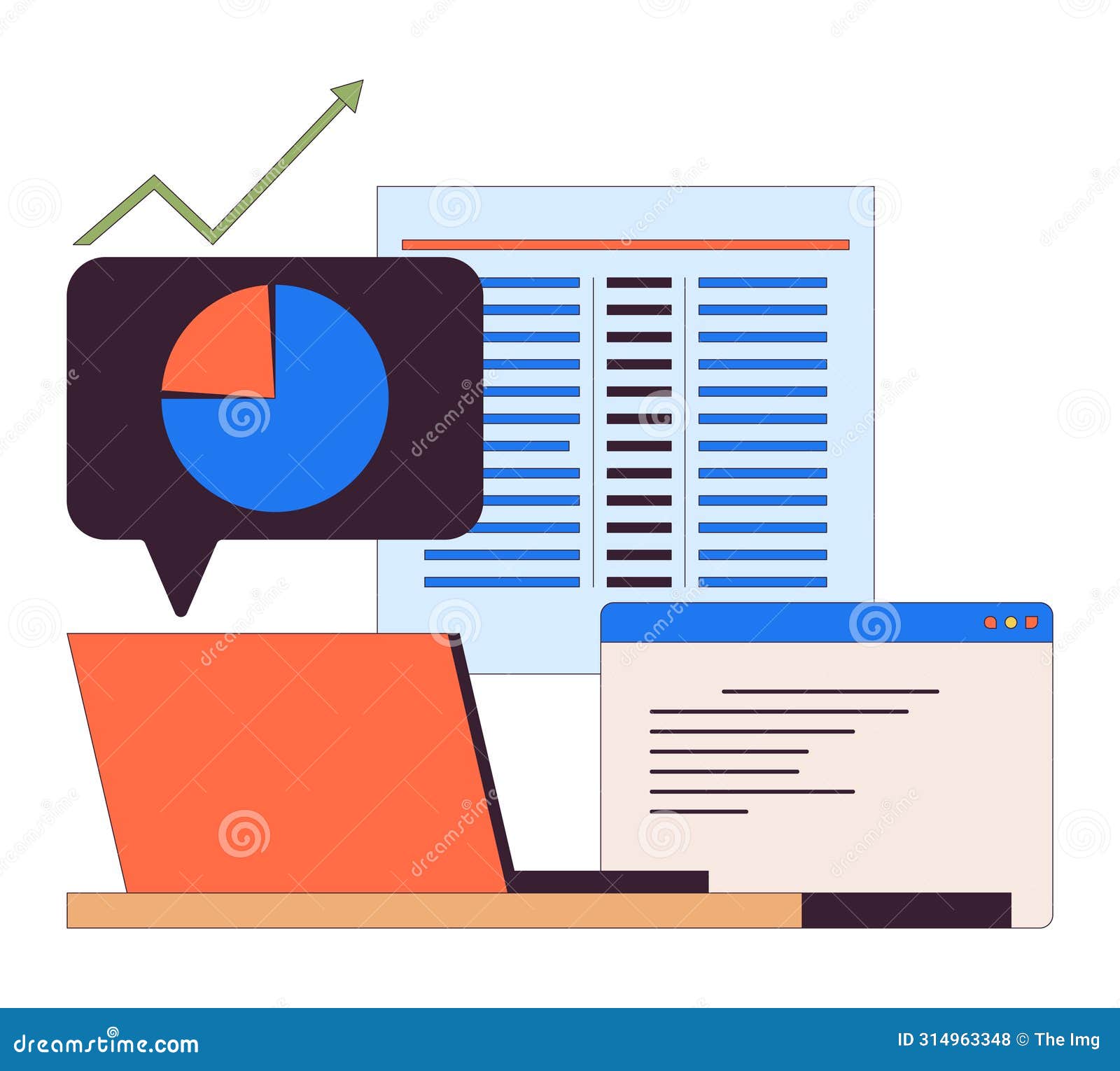 online data analytics tools 2d linear cartoon objects
