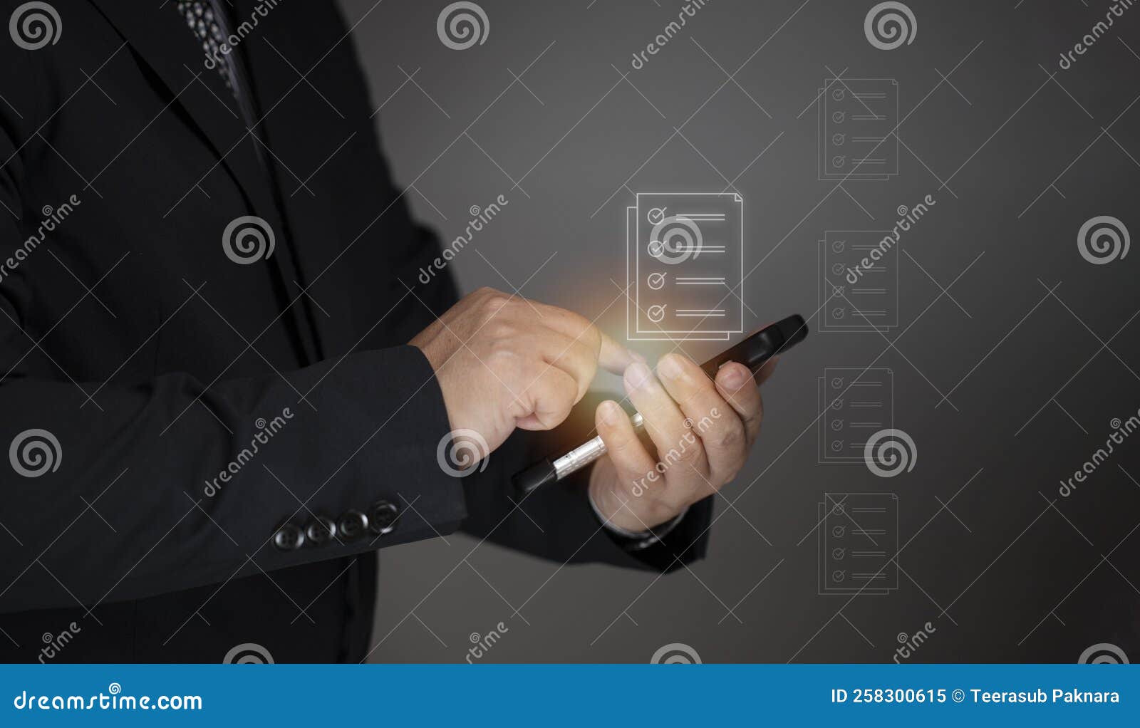 Online Document Approval Concept Businessman Using Smartphone To