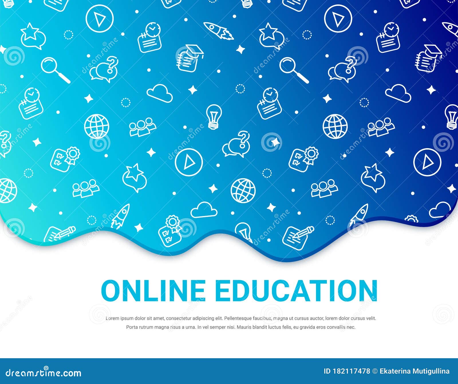 Online Education Blue Background Banner Stock Vector - Illustration of  home, media: 182117478