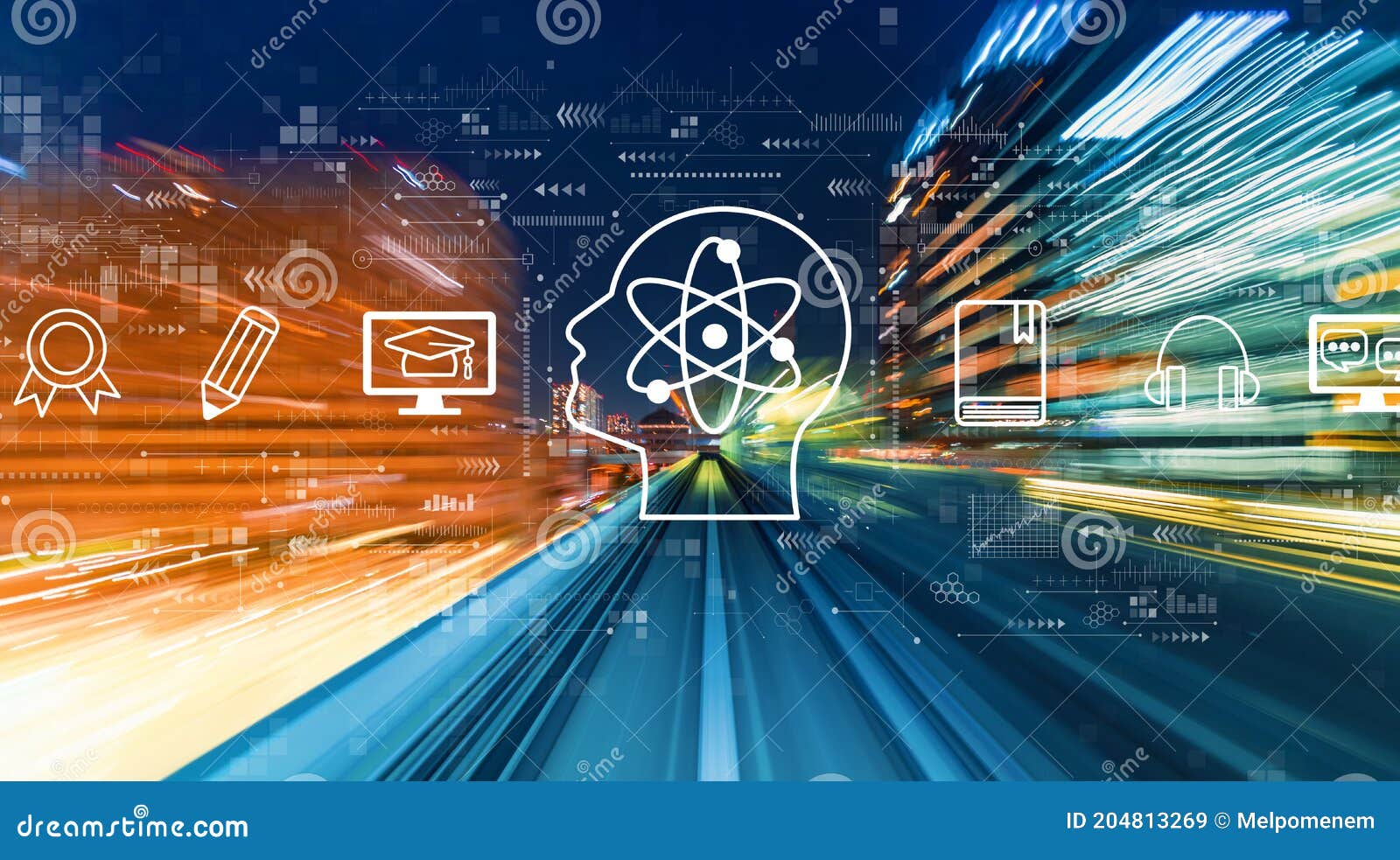 Online Education Concept with High Speed Motion Blur Stock Image