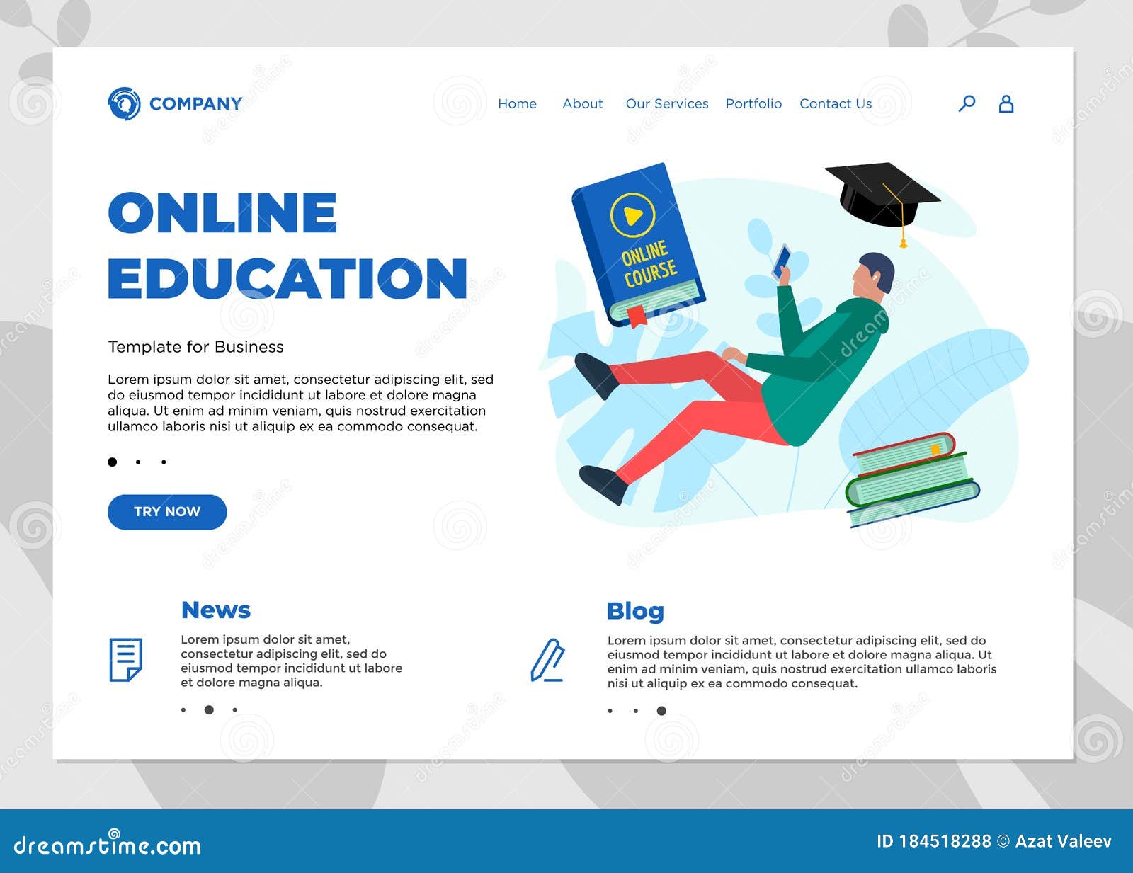 Download Online Education Course Landing Page Template E Learning Website Mockup With Student Teenager And Play Video Sign On Stock Vector Illustration Of Dictionary Elearning 184518288
