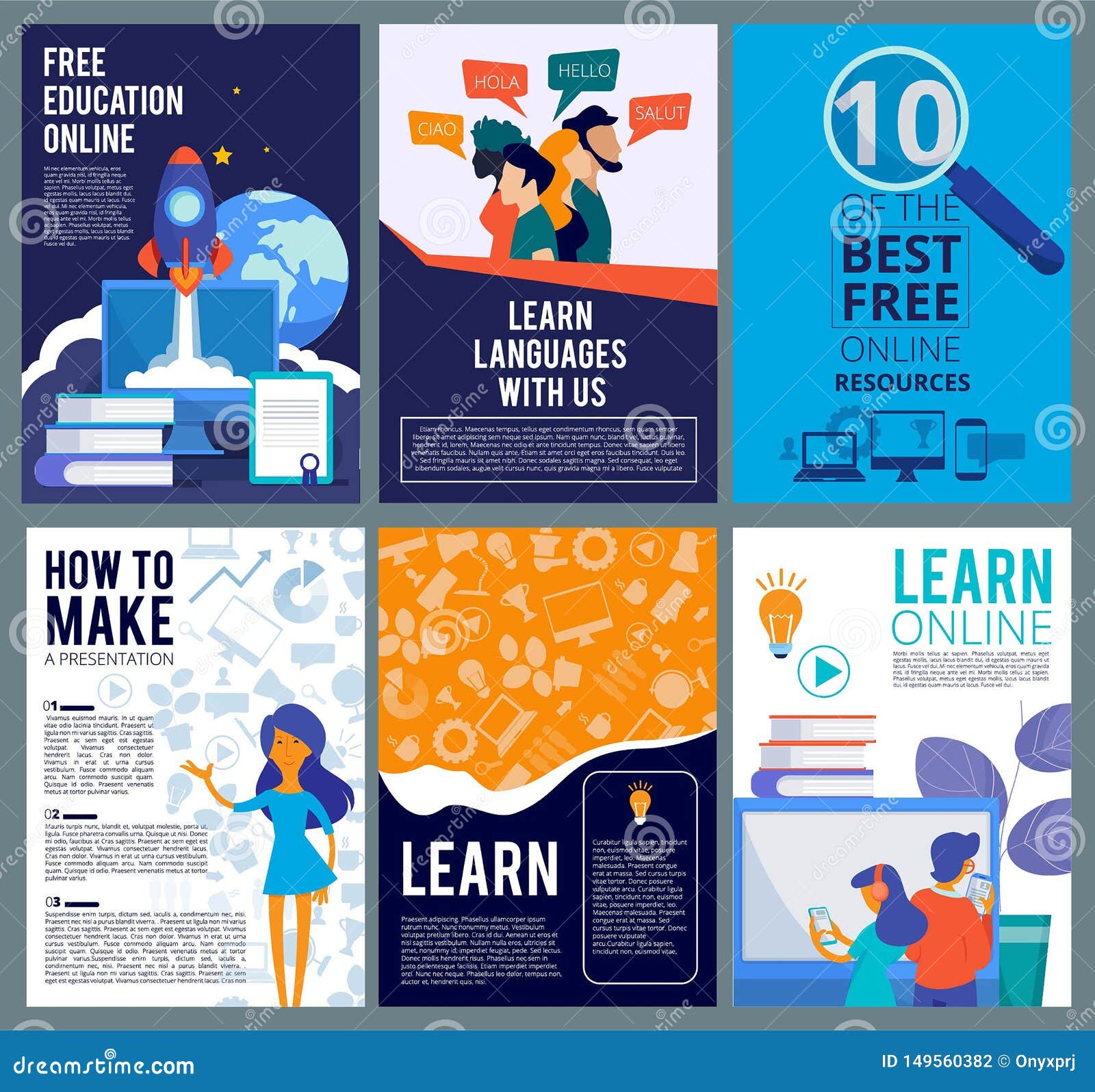 Online Education Flyers. Brochure Cover Template Of Internet Distance