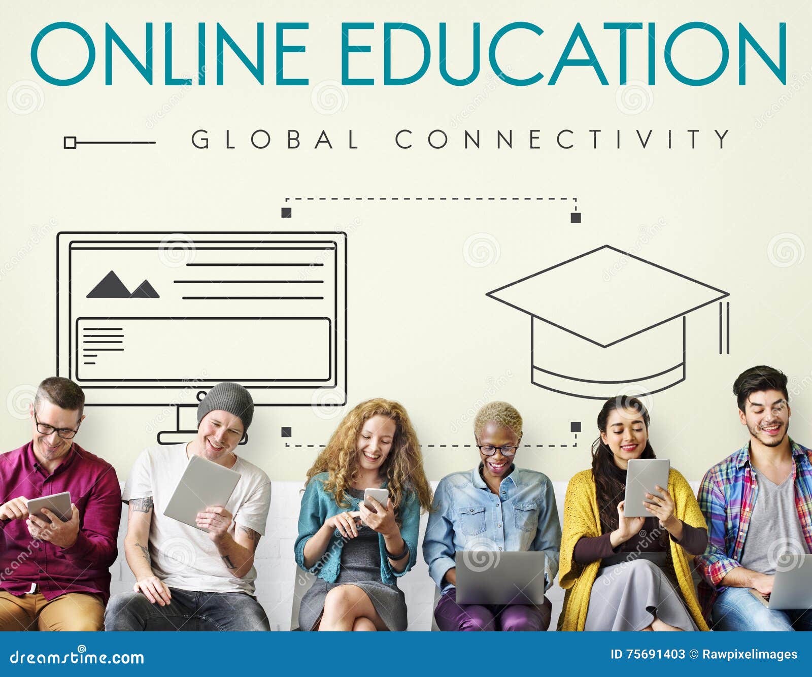 online education global connectivity graphic concept