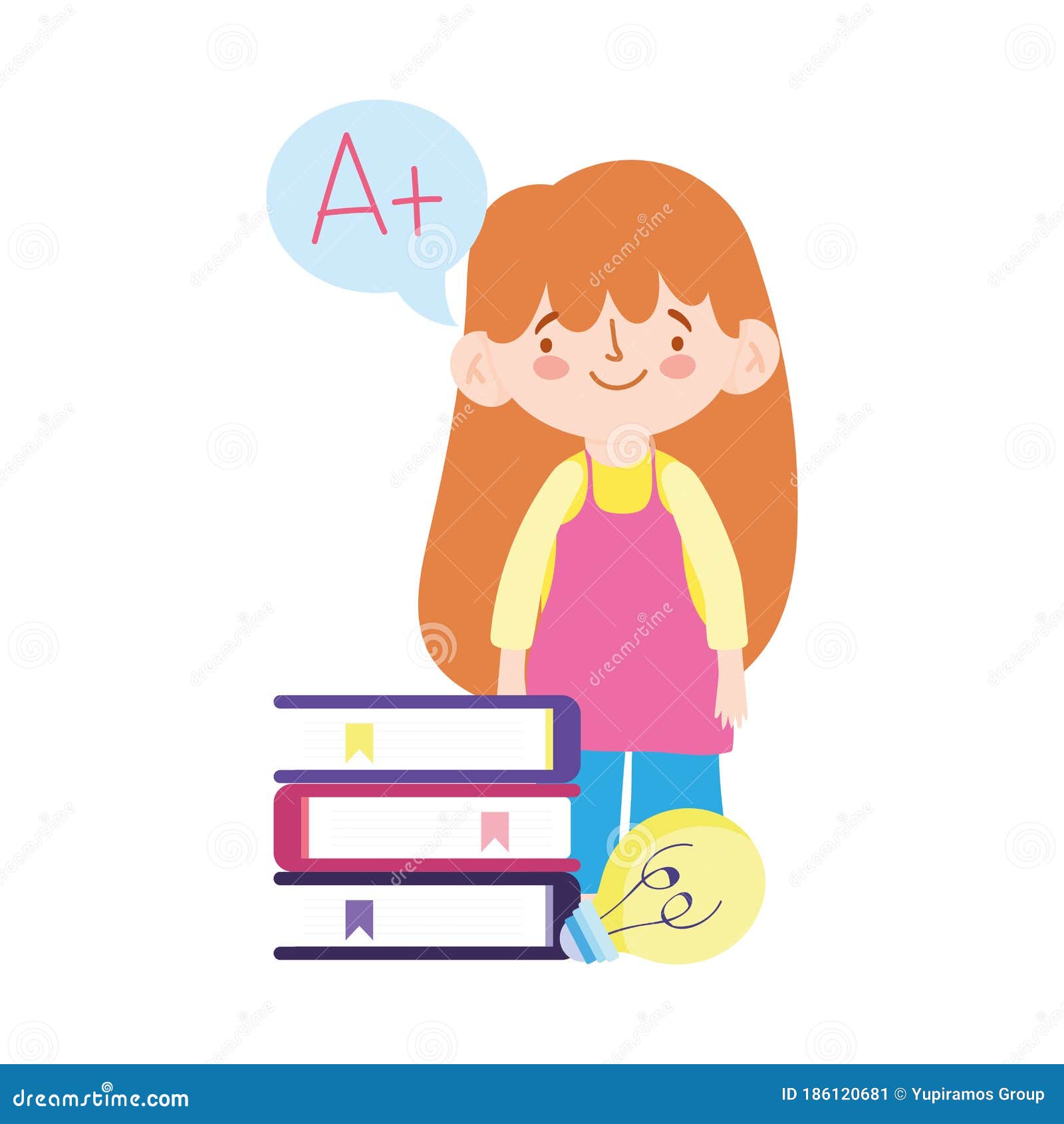 Online Education Little Girl Student Books Idea Cartoon Stock Vector -  Illustration of teaching, education: 186120681
