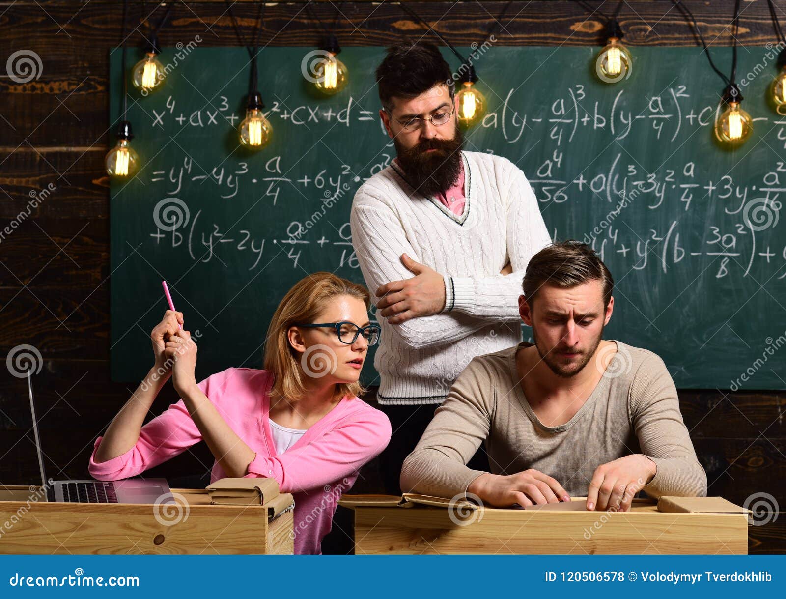 Online Education. Online Education of Group of Friends Students at