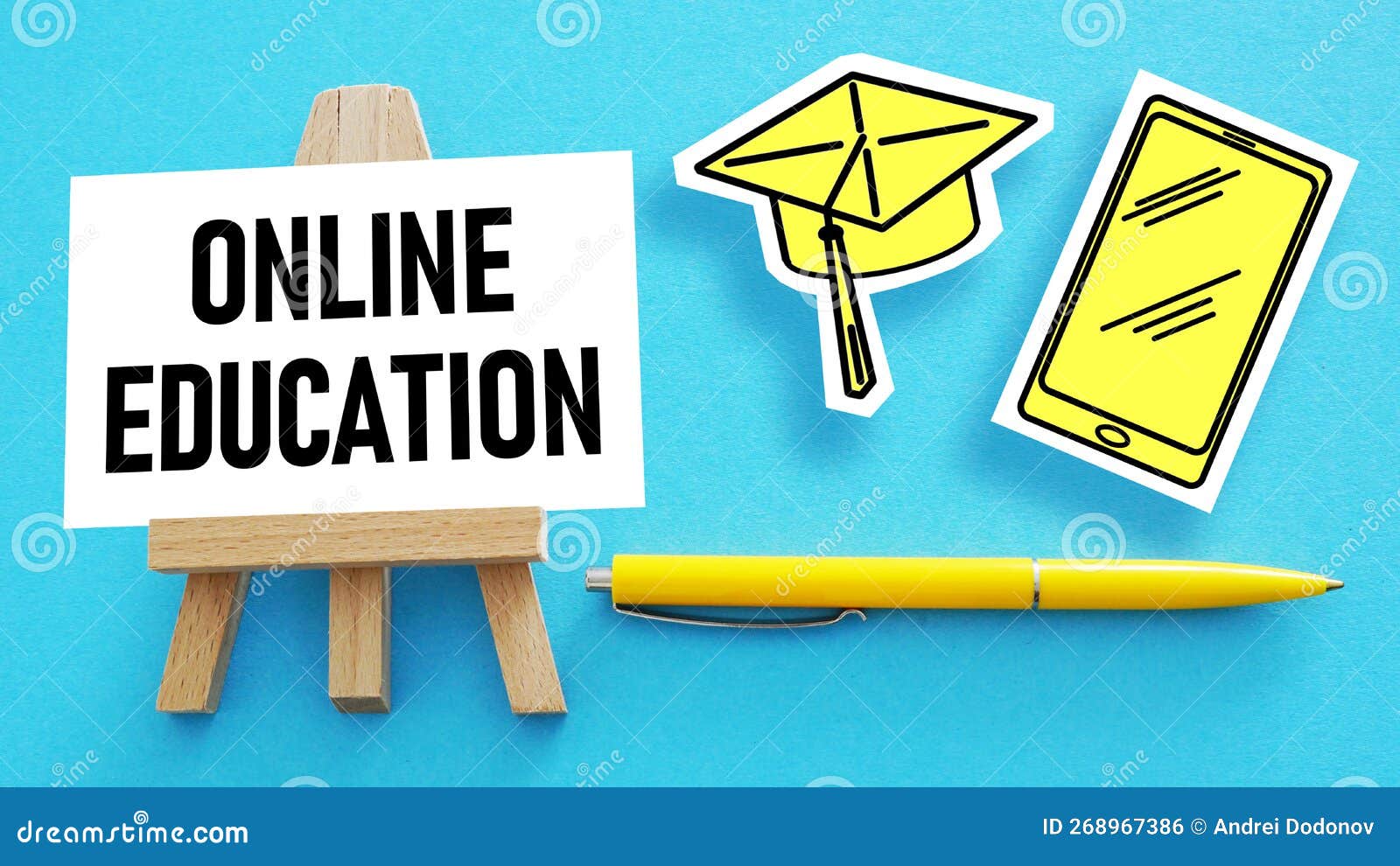 Online Education is Shown Using the Text and Picture of Square Academic