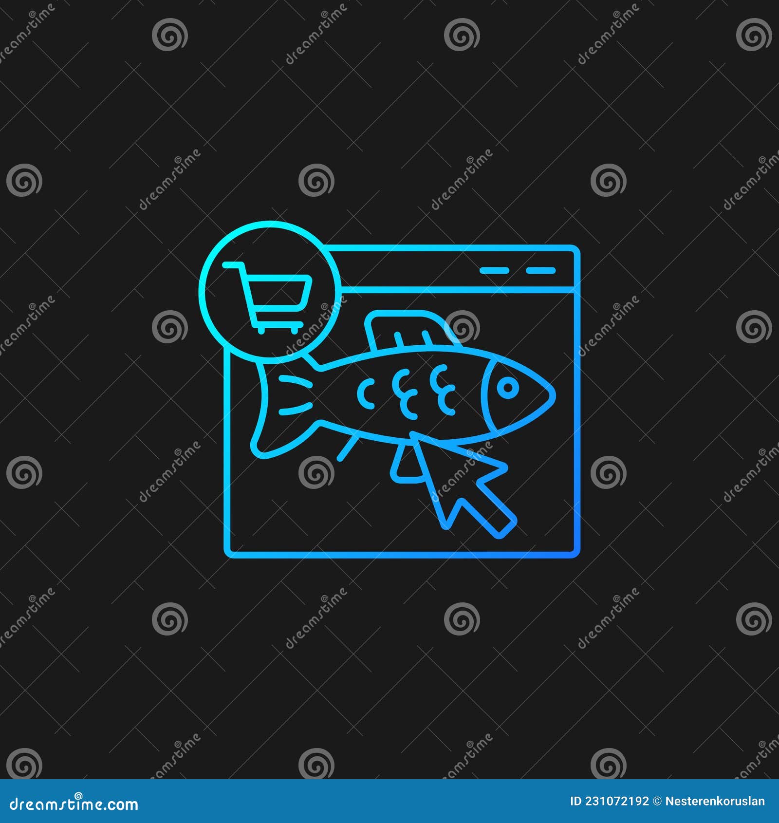 Online Fish Order Gradient Vector Icon for Dark Theme Stock Vector