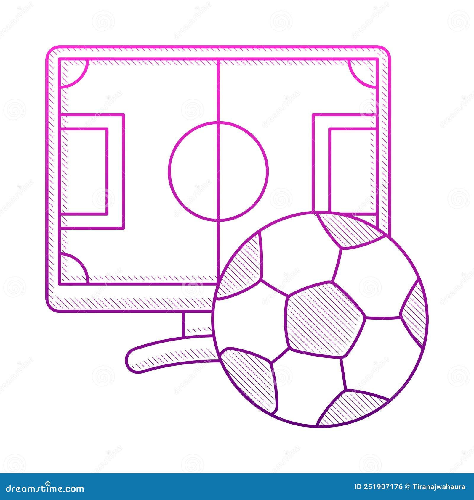 Online-Fußball-Illustration Mit Handgezeichneter Skizze-Doodle-Stil Vektor Abbildung