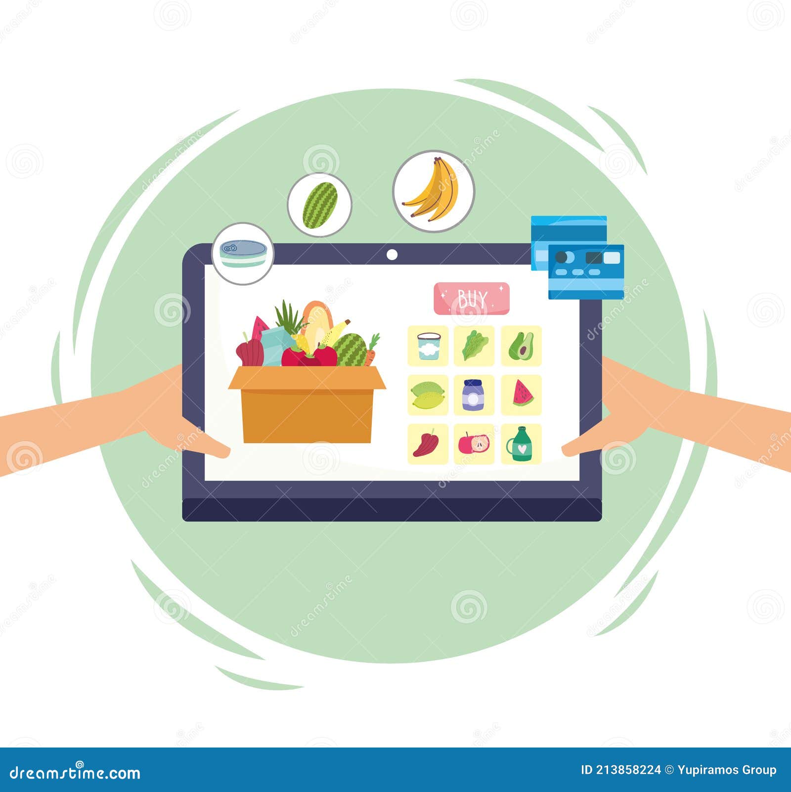 Online grocery shopping stock vector. Illustration of grocery 213858224