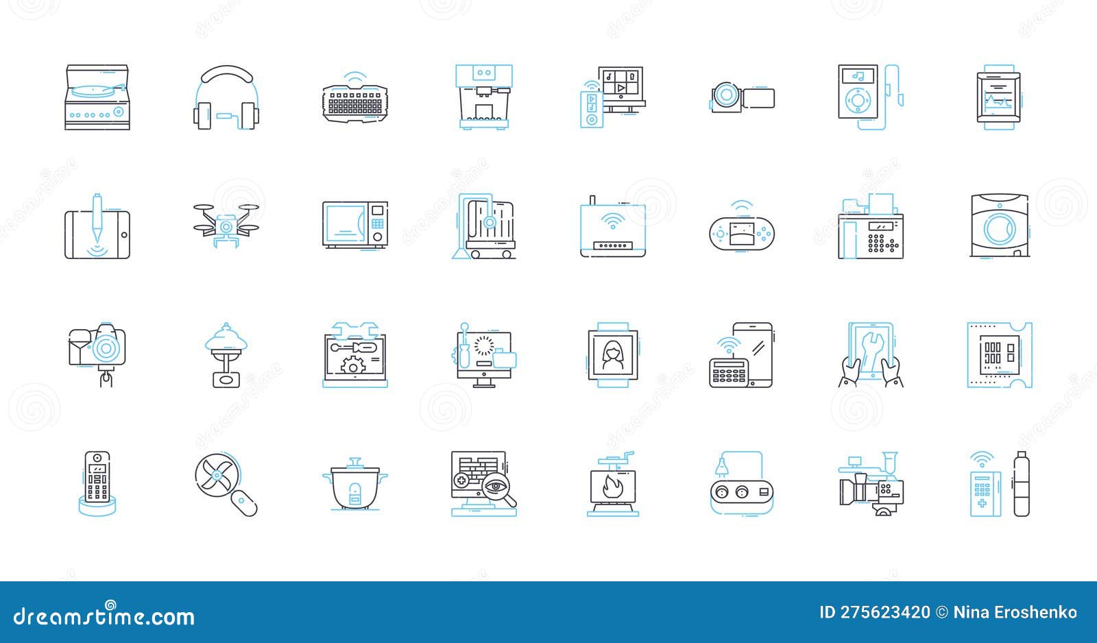 online homes linear icons set. virtual, connected, remote, homebound, digital, internet-enabled, online-accessible line
