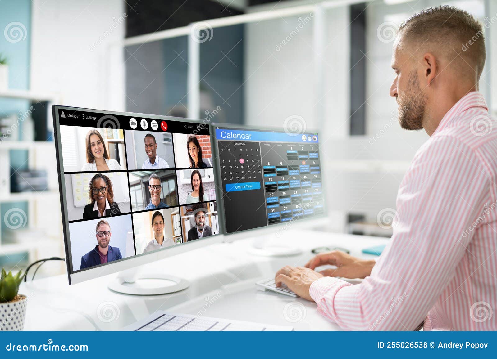 Online HR Remote inar stock photo. Image of types 255026538