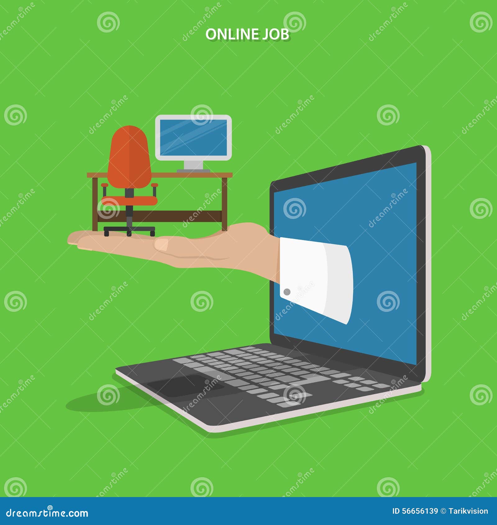 Online job searching flat vector concept.