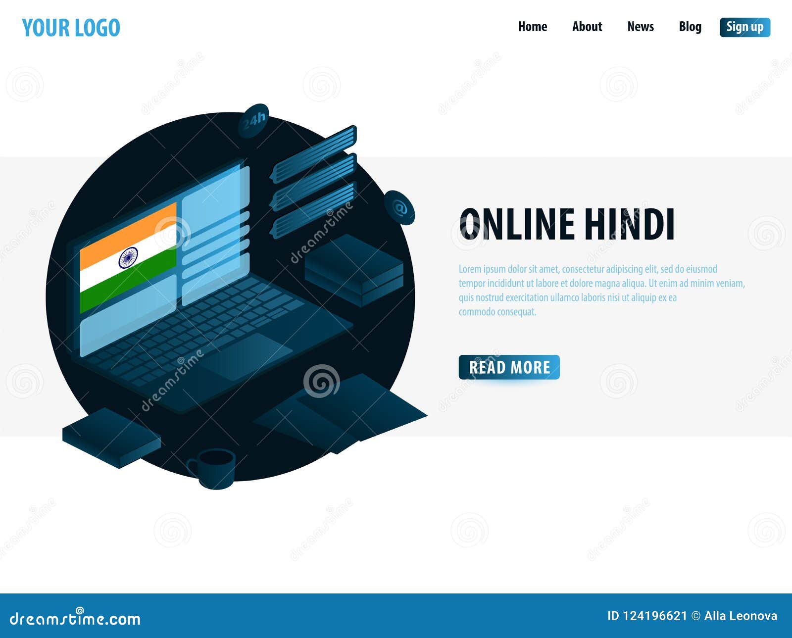 Online Learning Hindi Education Concept Online Training