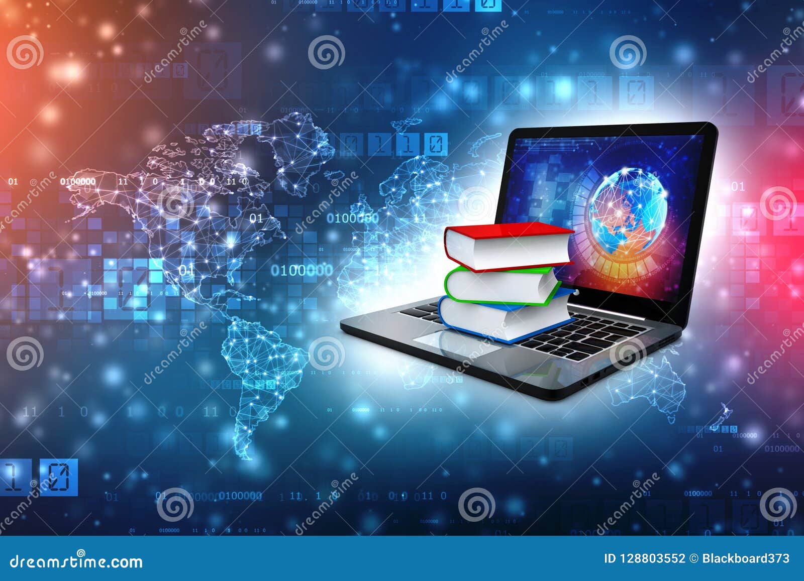 Online Library Concept in Technology Background. 3d Render Stock Photo -  Image of library, college: 128803552